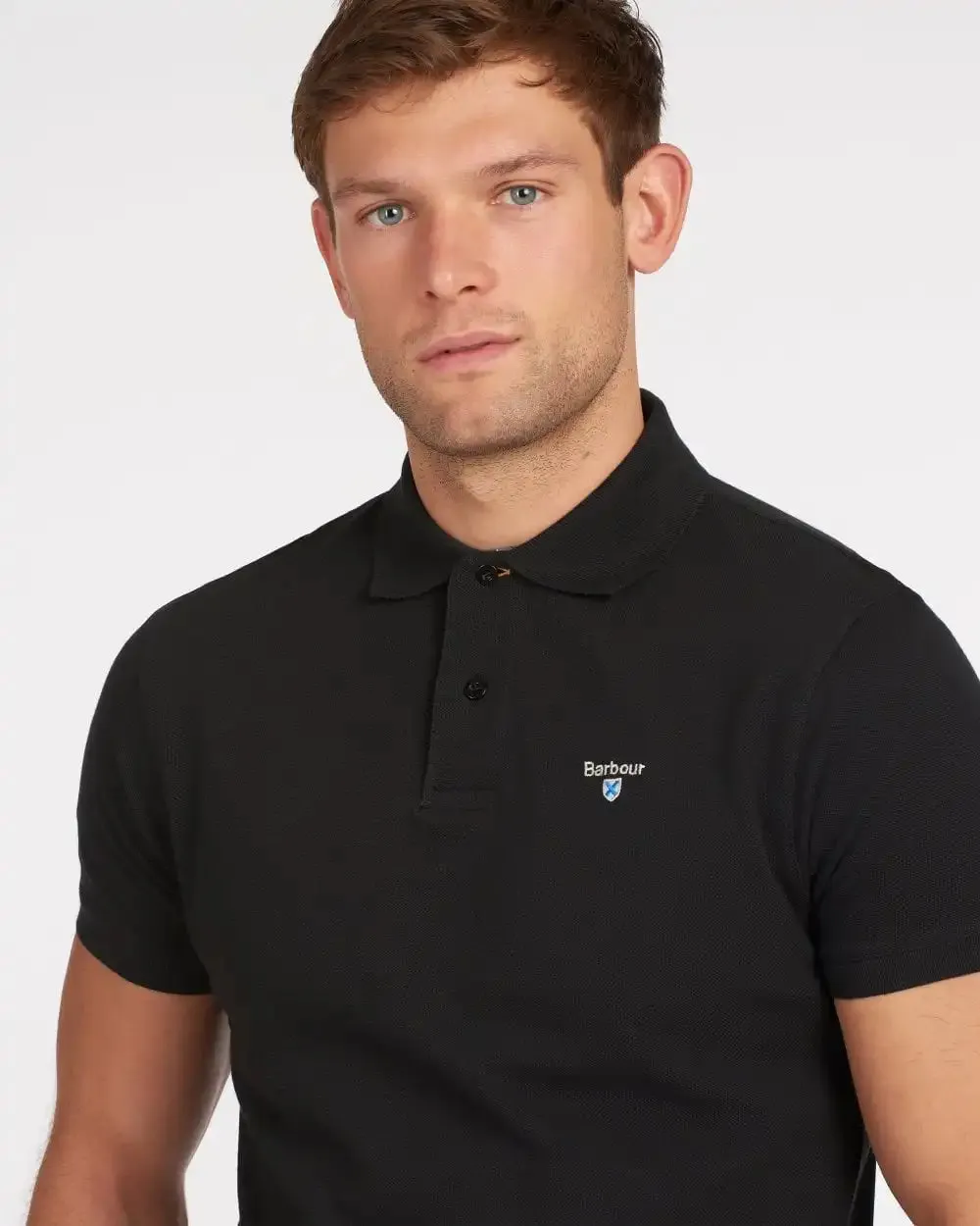 Barbour Mens Tartan Pique Polo Shirt Black