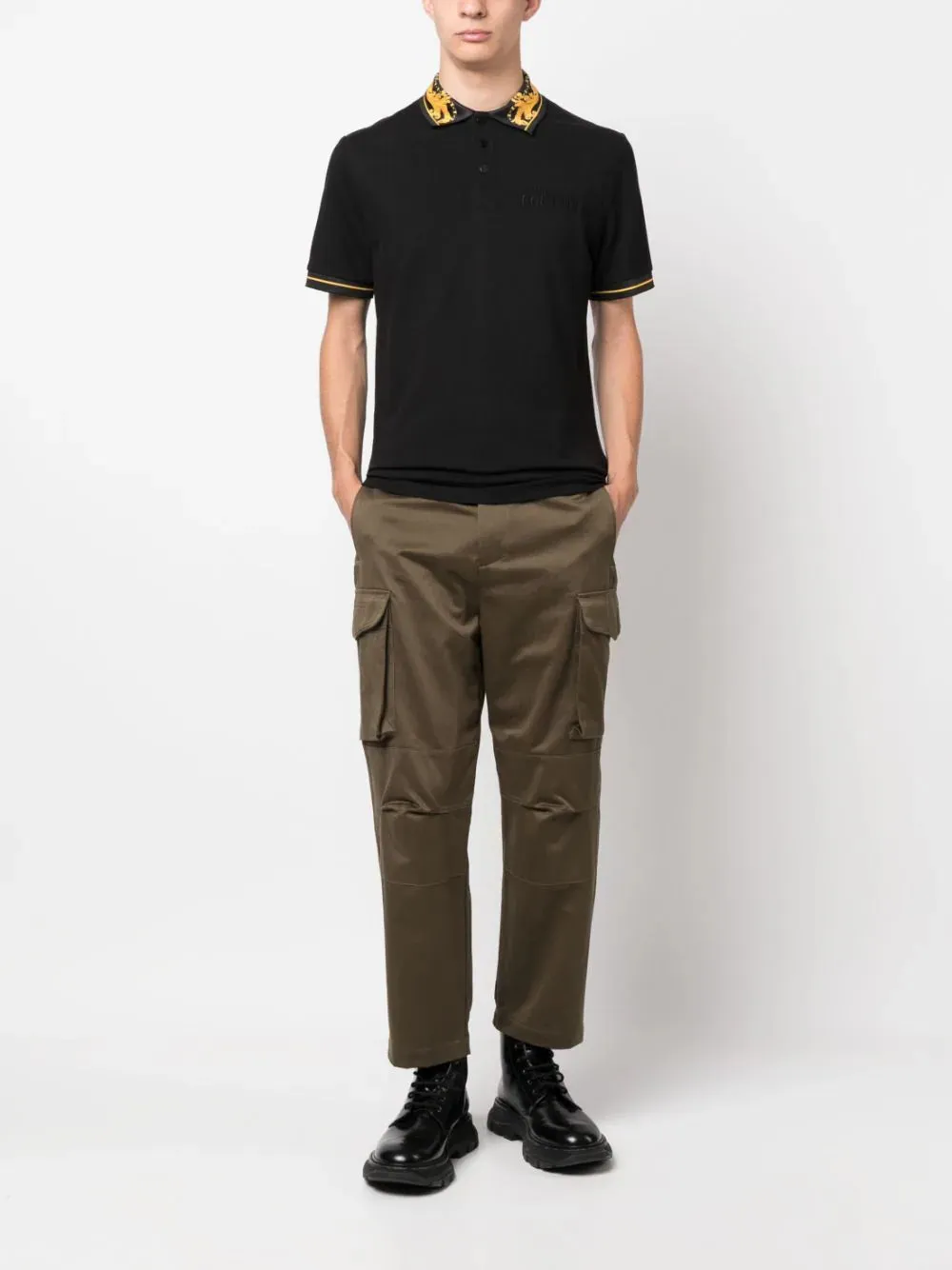 baroque-pattern polo shirt