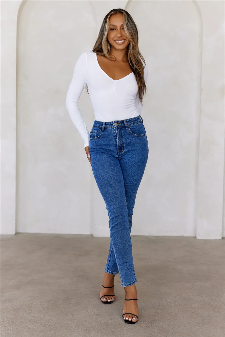 BASE The Flatter Me Long Sleeve Ribbed Bodysuit White