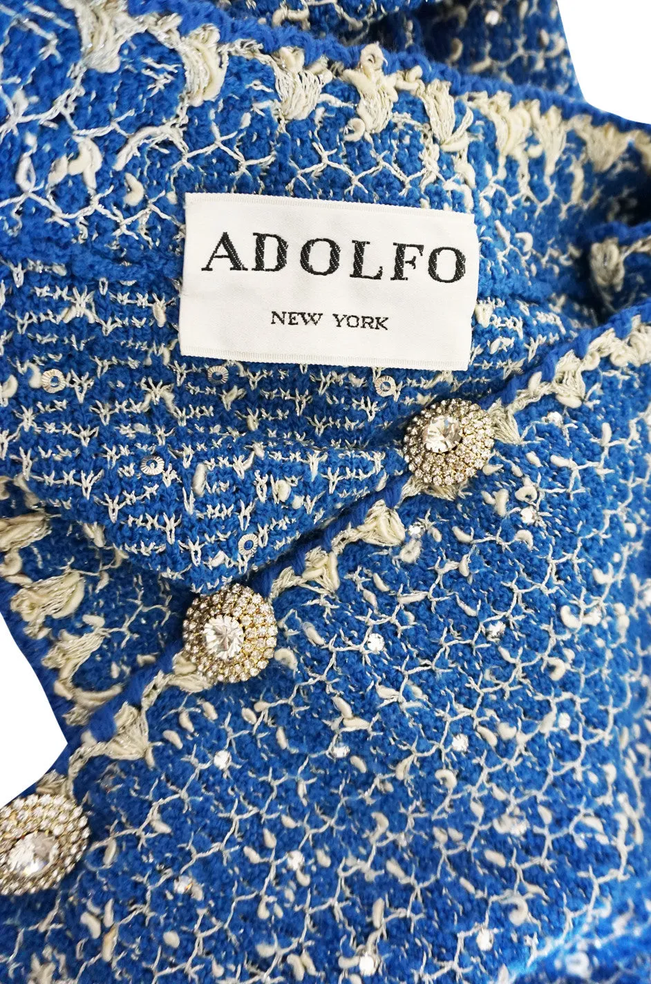 Beautiful 1960s Blue and Silver Knit Adolfo Knit Jacket