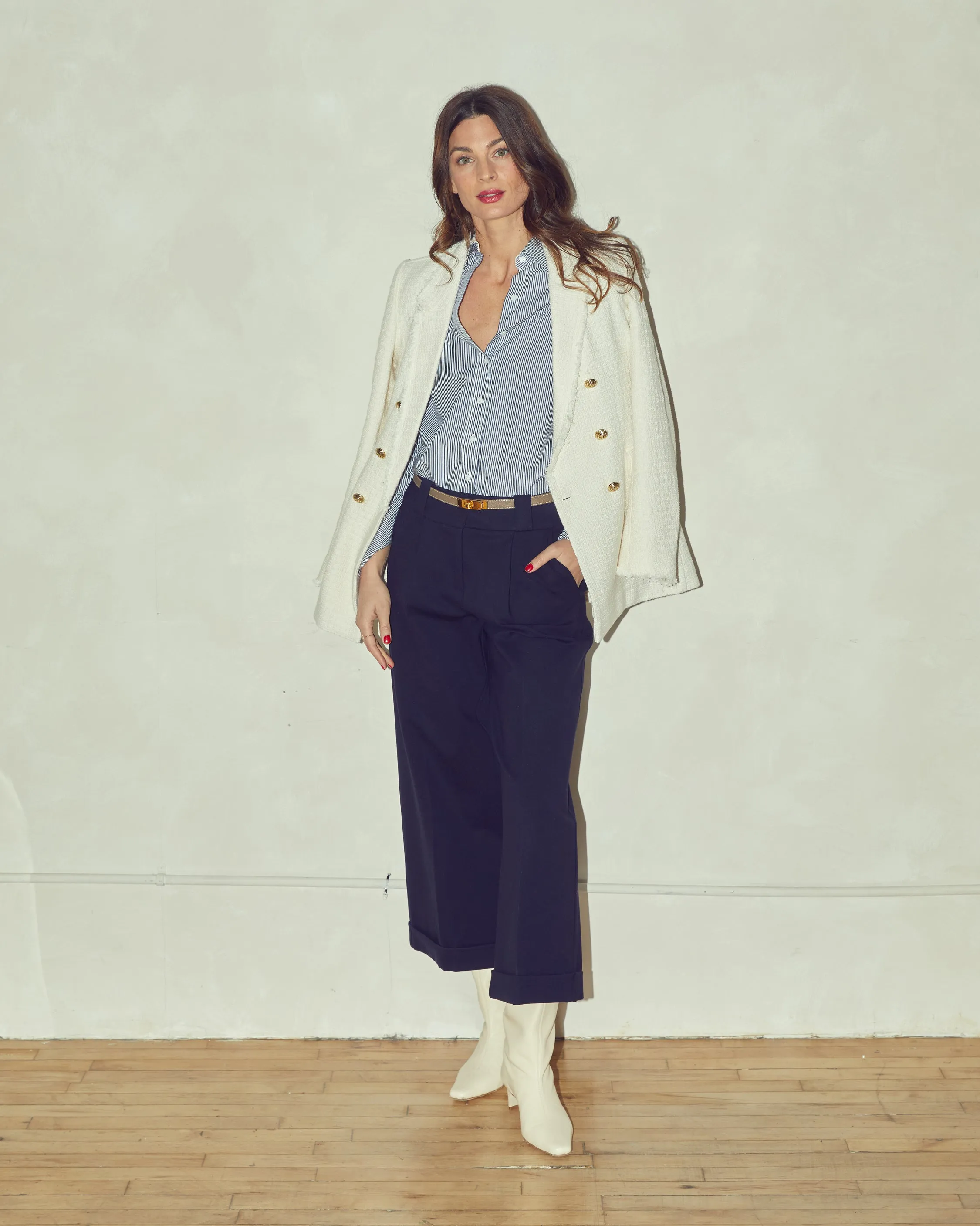 Beverly Wide-leg Pant in Navy