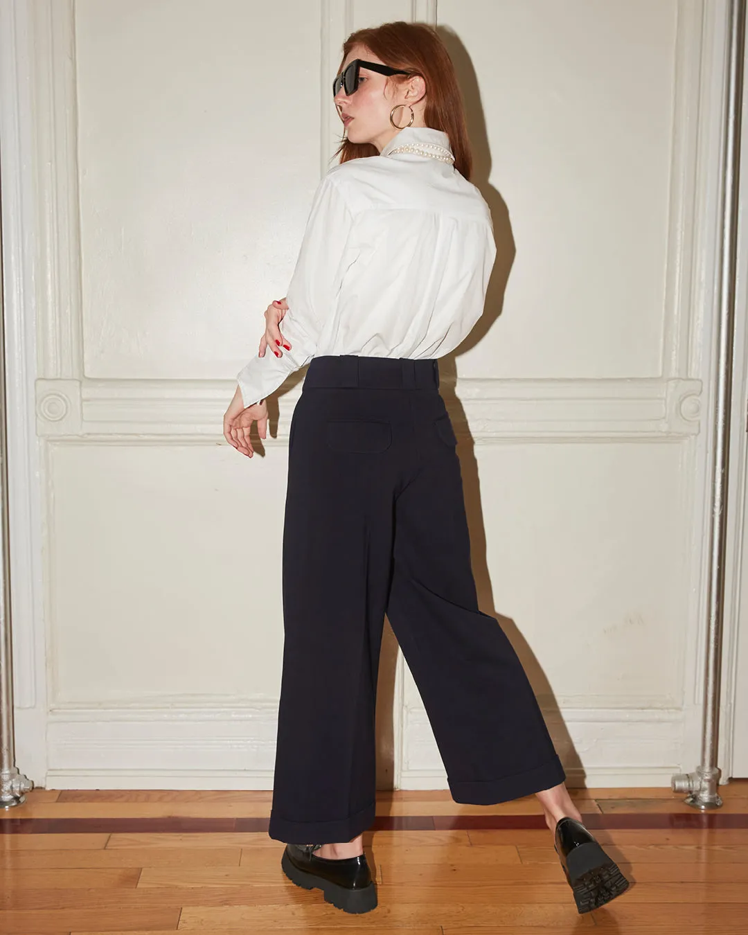 Beverly Wide-leg Pant in Navy