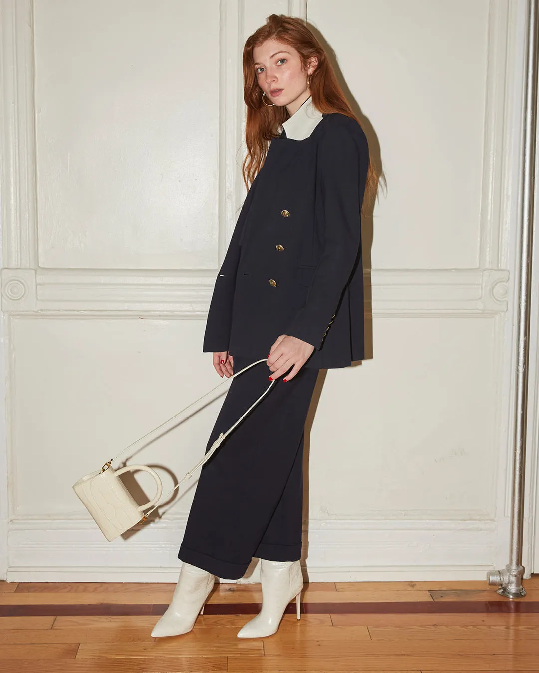 Beverly Wide-leg Pant in Navy