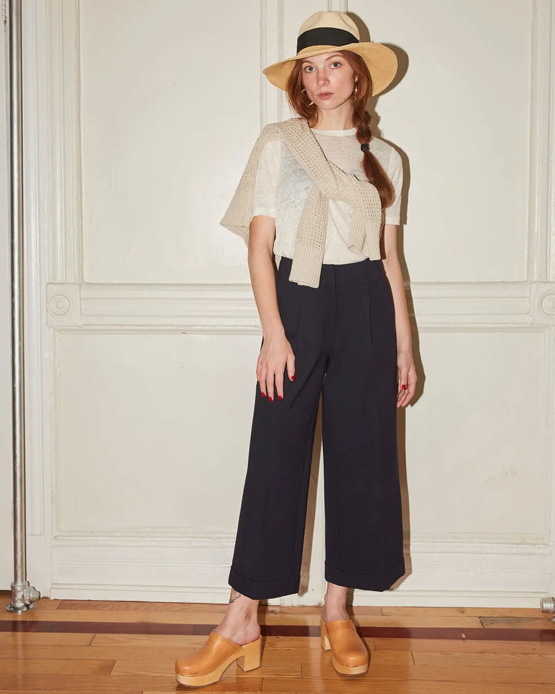 Beverly Wide-leg Pant in Navy