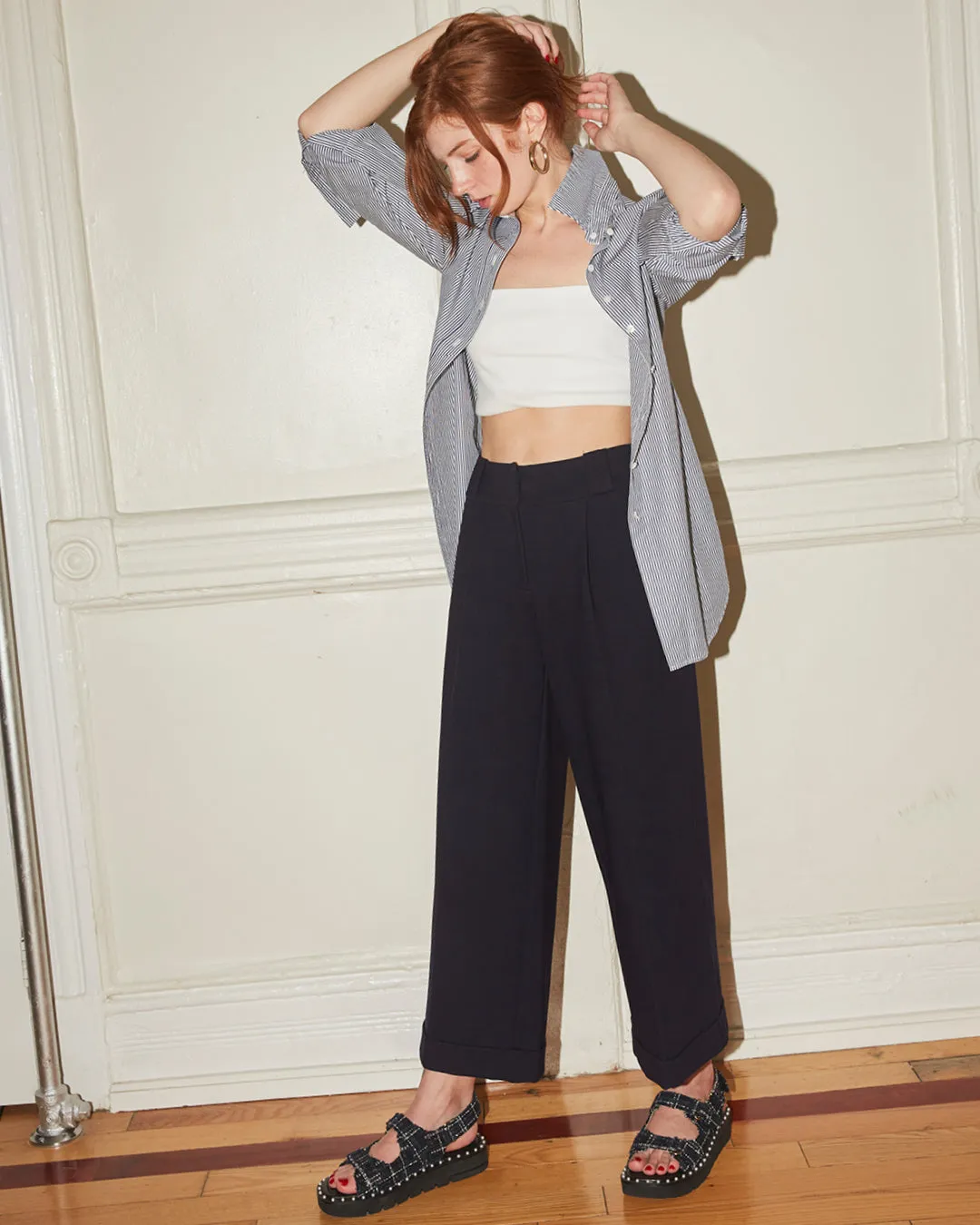 Beverly Wide-leg Pant in Navy