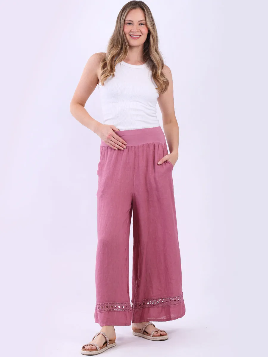 Bianca Linen Wide Legs Pants Raspberry