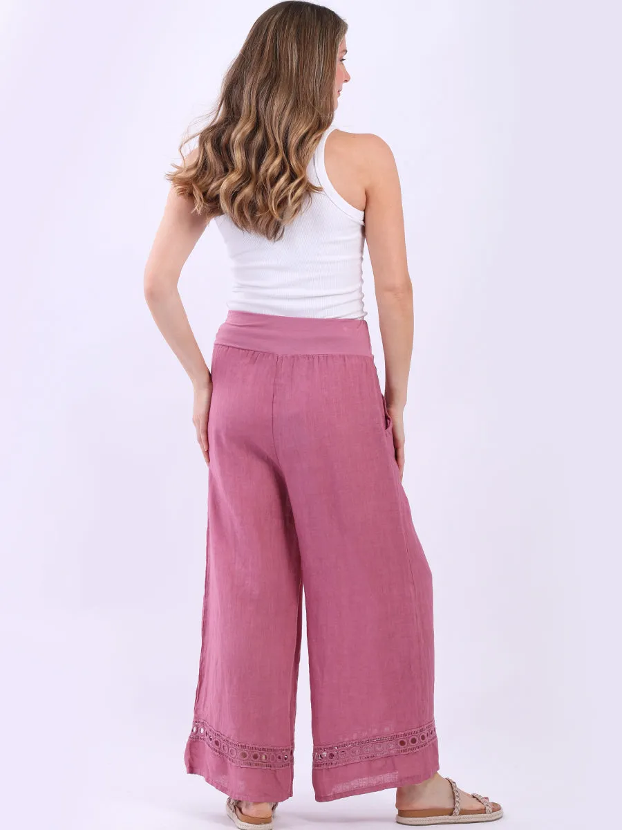 Bianca Linen Wide Legs Pants Raspberry