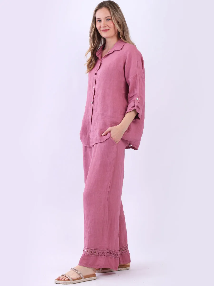 Bianca Linen Wide Legs Pants Raspberry