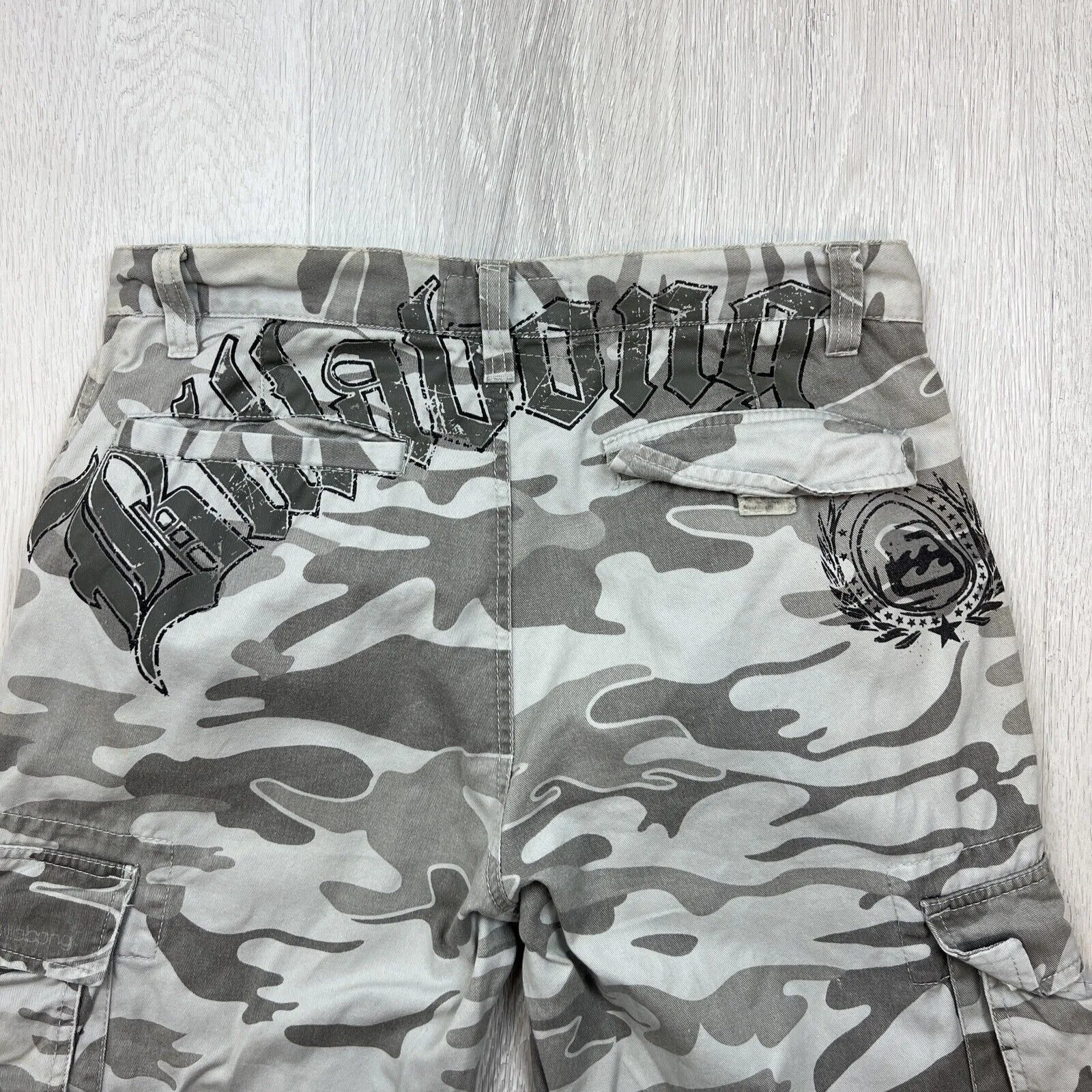Billabong Mens Y2K Vintage Grey Camo Cargo Pants Size 32