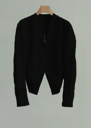 Black Crinkle V-Neck Shirt