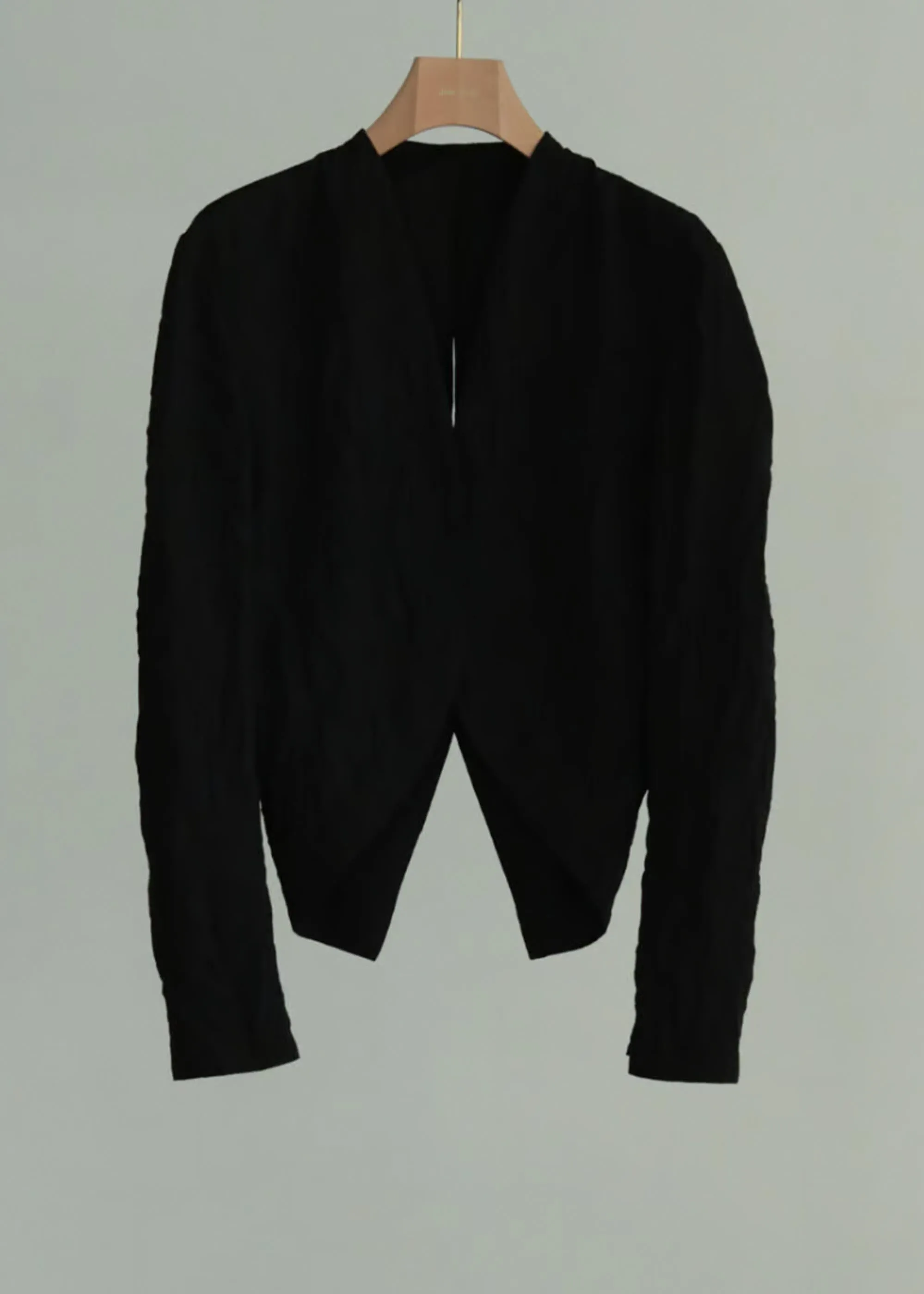 Black Crinkle V-Neck Shirt