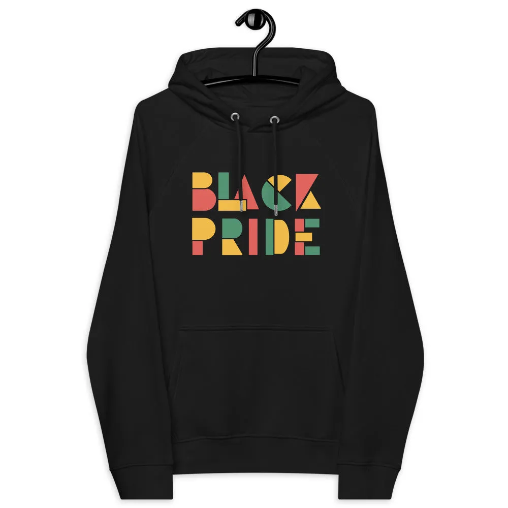 Black Pride Hoodie Red Green and Yellow Geometric Design on Black Eco Friendly Raglan Hoodie