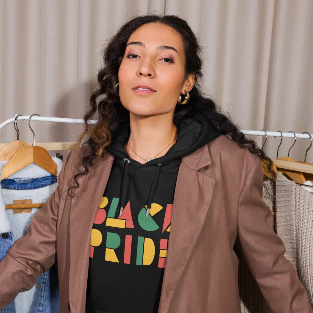Black Pride Hoodie Red Green and Yellow Geometric Design on Black Eco Friendly Raglan Hoodie
