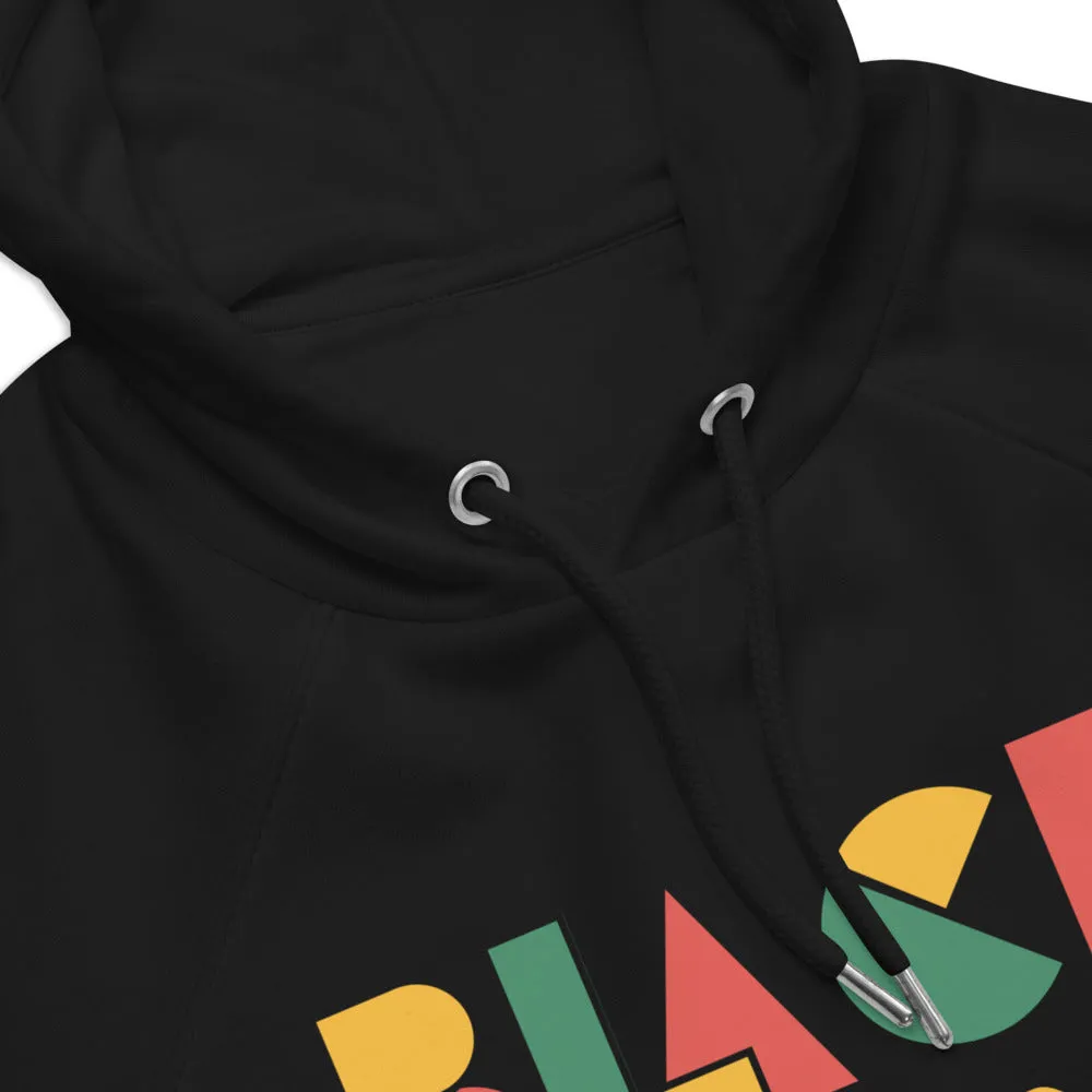 Black Pride Hoodie Red Green and Yellow Geometric Design on Black Eco Friendly Raglan Hoodie
