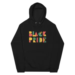Black Pride Hoodie Red Green and Yellow Geometric Design on Black Eco Friendly Raglan Hoodie