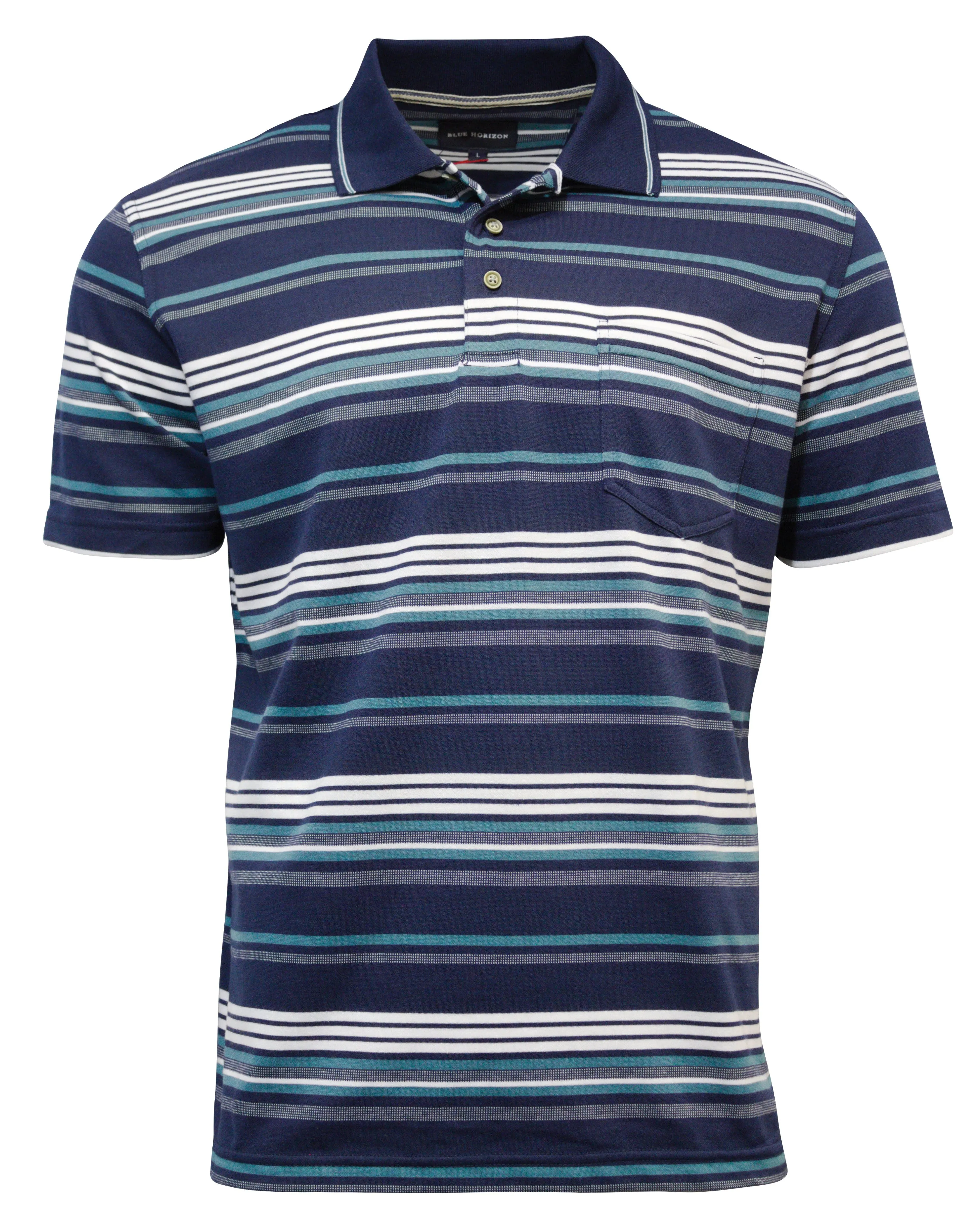 Blue Horizon Jersey Striped Polo