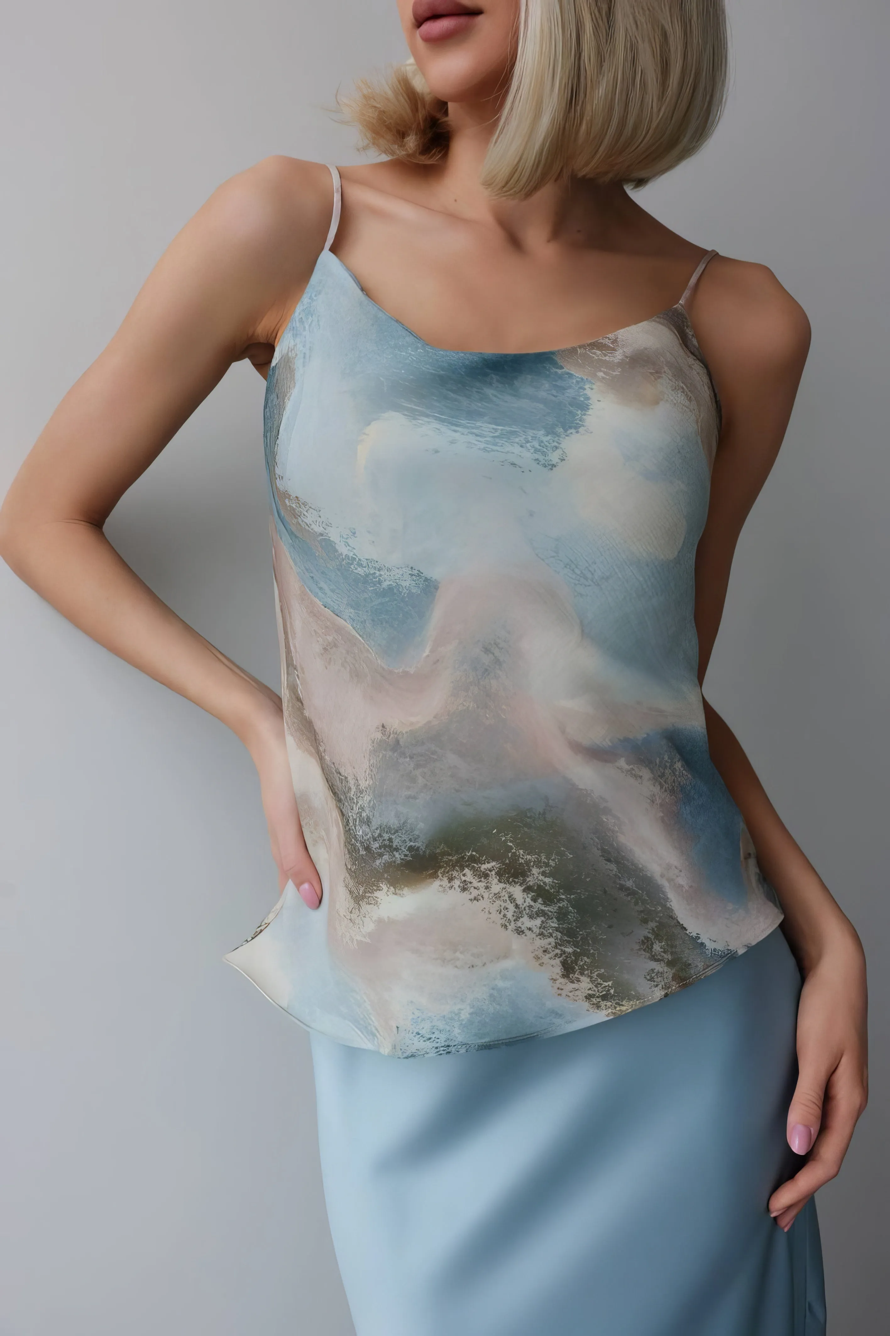Blue Marble Spaghetti Strap Cami