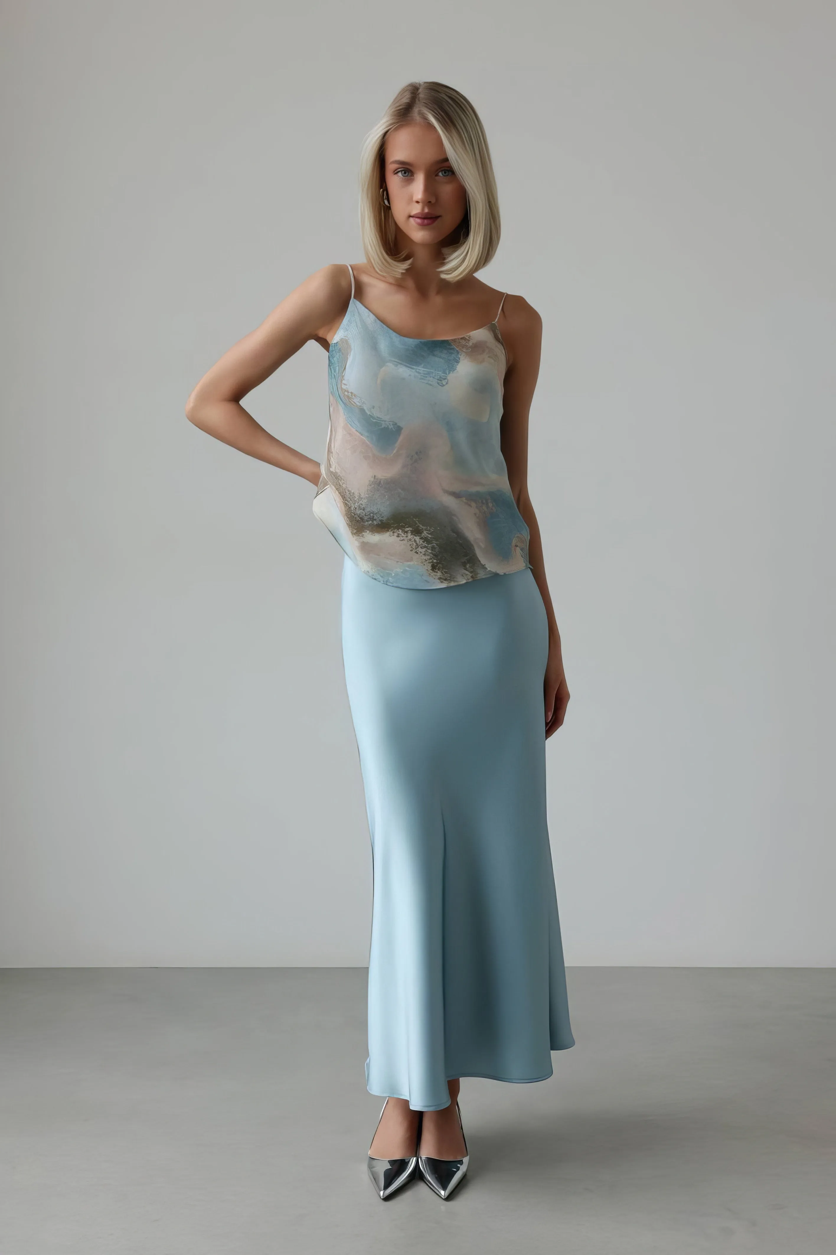 Blue Marble Spaghetti Strap Cami