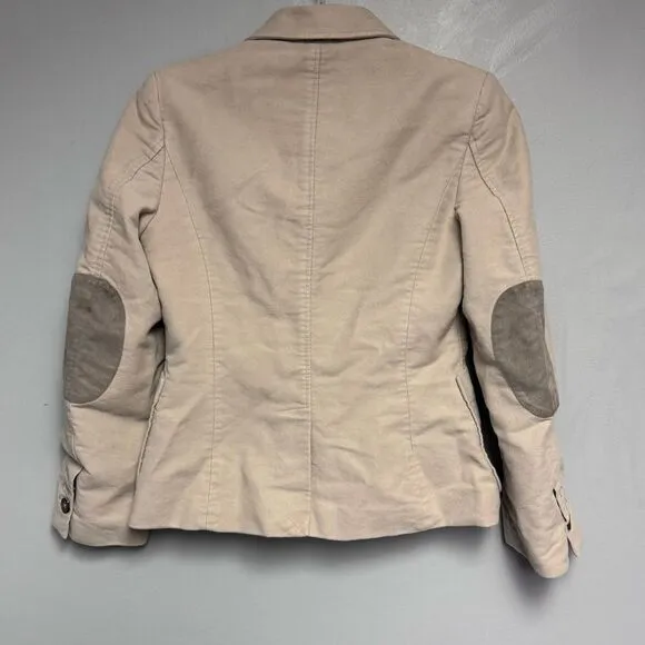 Boden Women’s camel tan Blazer jacket size 6 US elbow patches velvet like