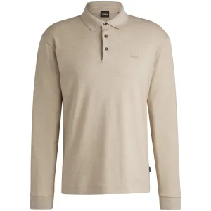 BOSS PADO 30 INTERLOCK-COTTON LONG SLEEVE POLO SHIRT