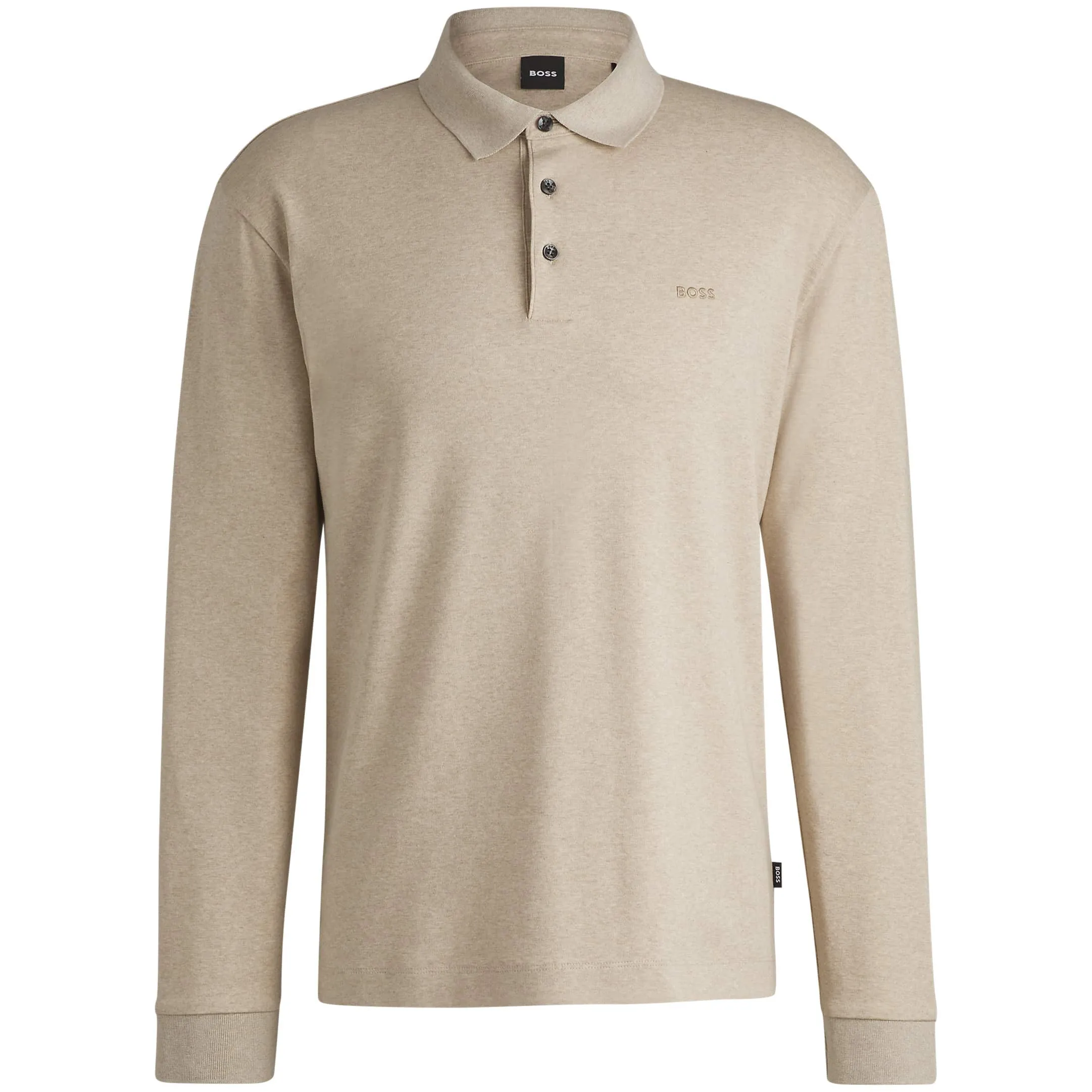 BOSS PADO 30 INTERLOCK-COTTON LONG SLEEVE POLO SHIRT