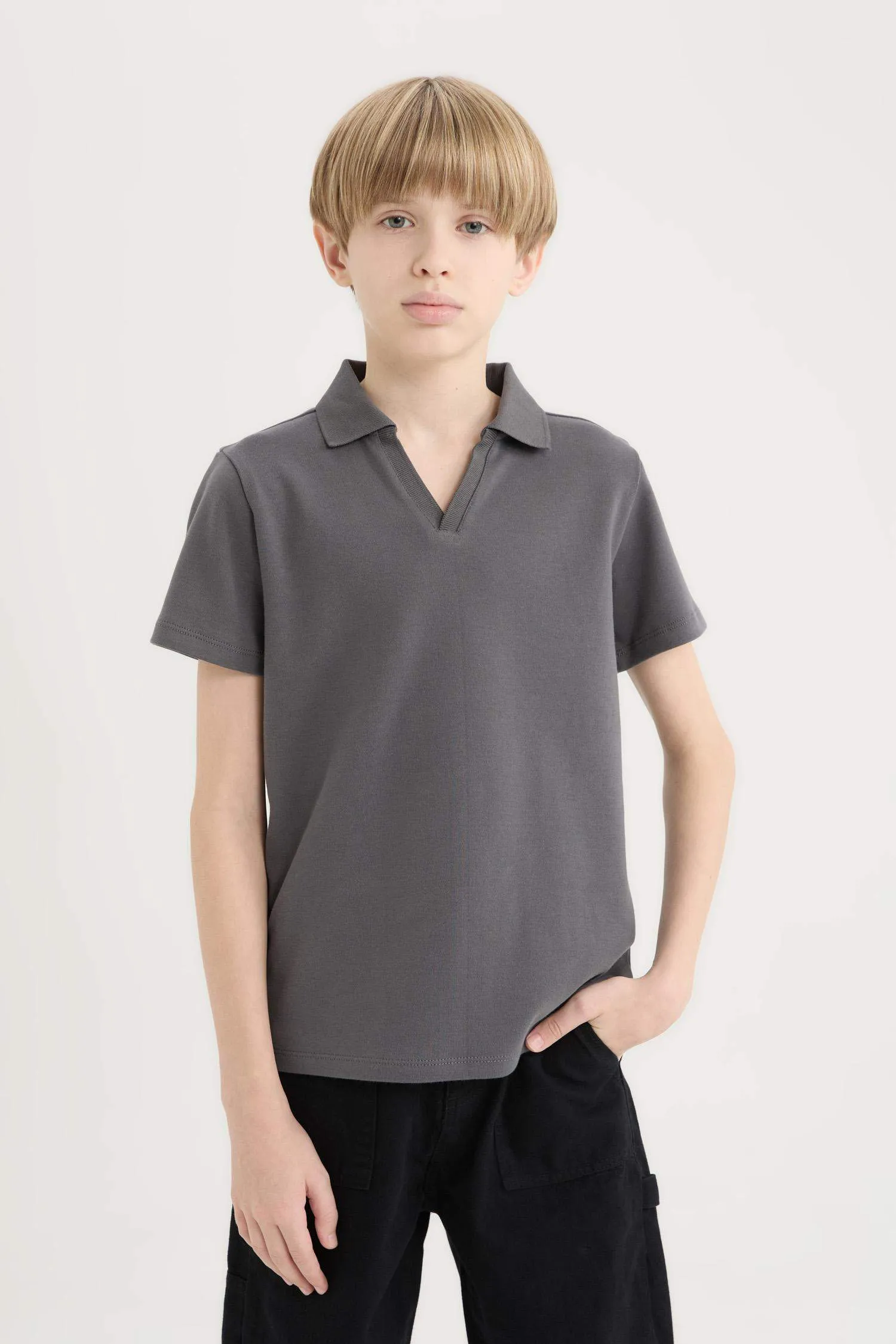 Boy Child Wide Neck Short Sleeve Polo T-Shirt