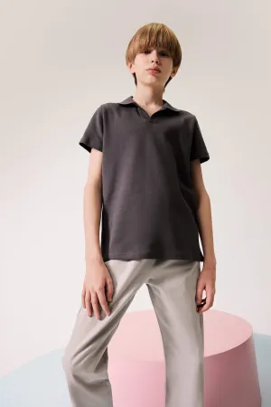 Boy Child Wide Neck Short Sleeve Polo T-Shirt