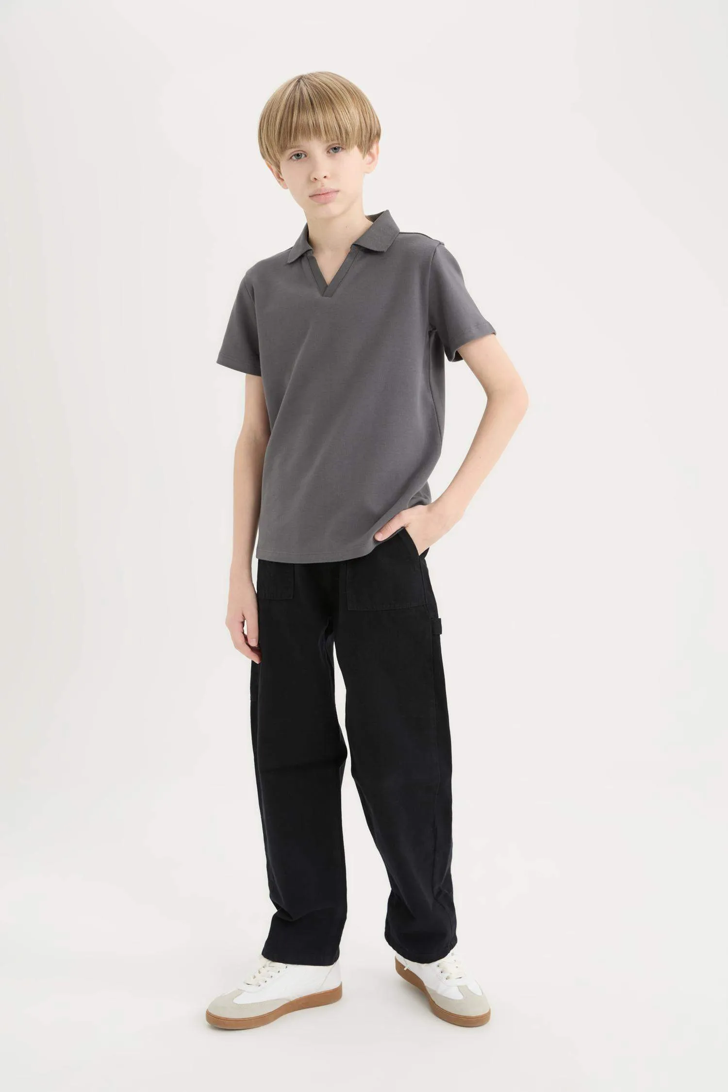 Boy Child Wide Neck Short Sleeve Polo T-Shirt