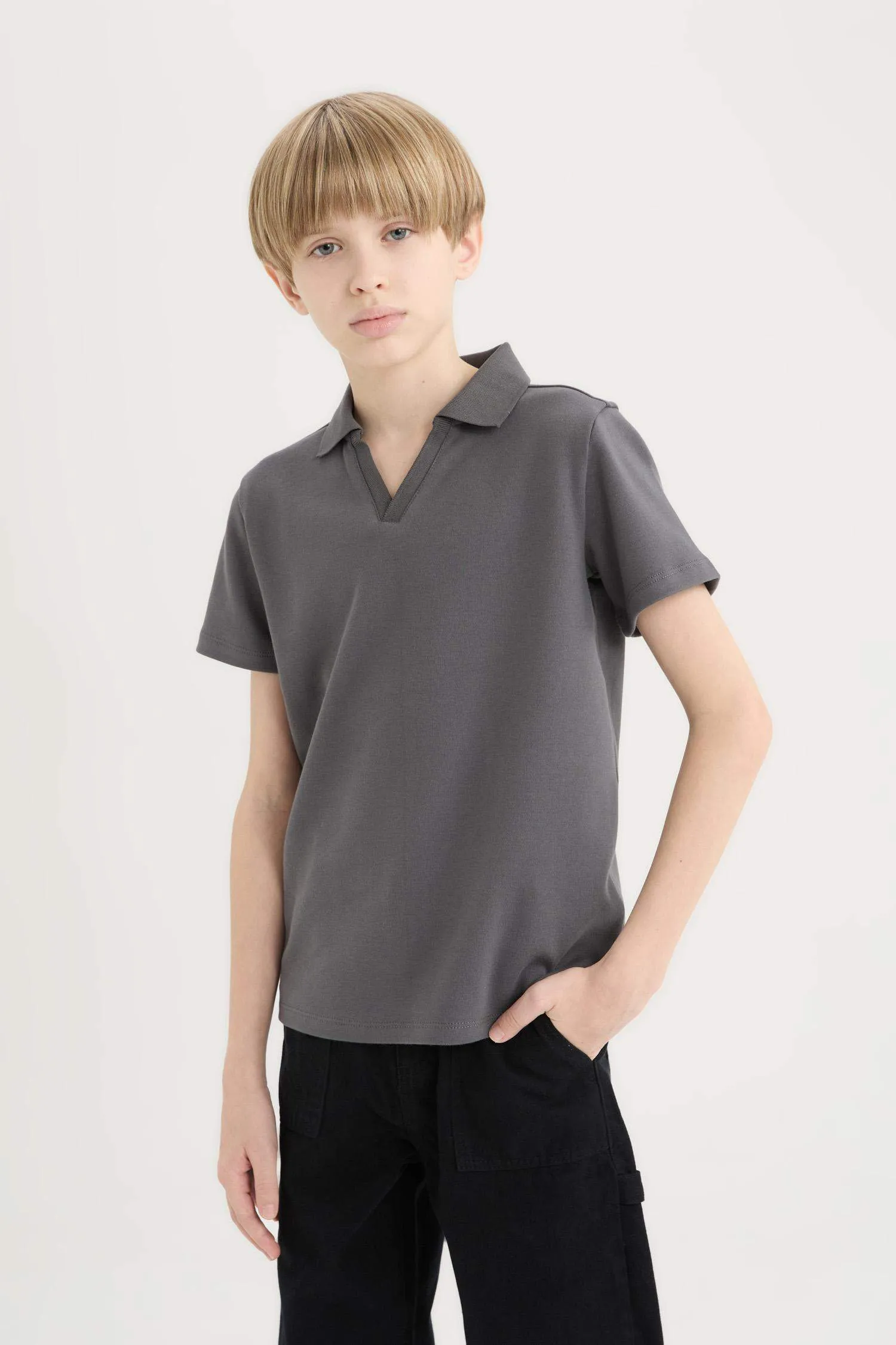 Boy Child Wide Neck Short Sleeve Polo T-Shirt