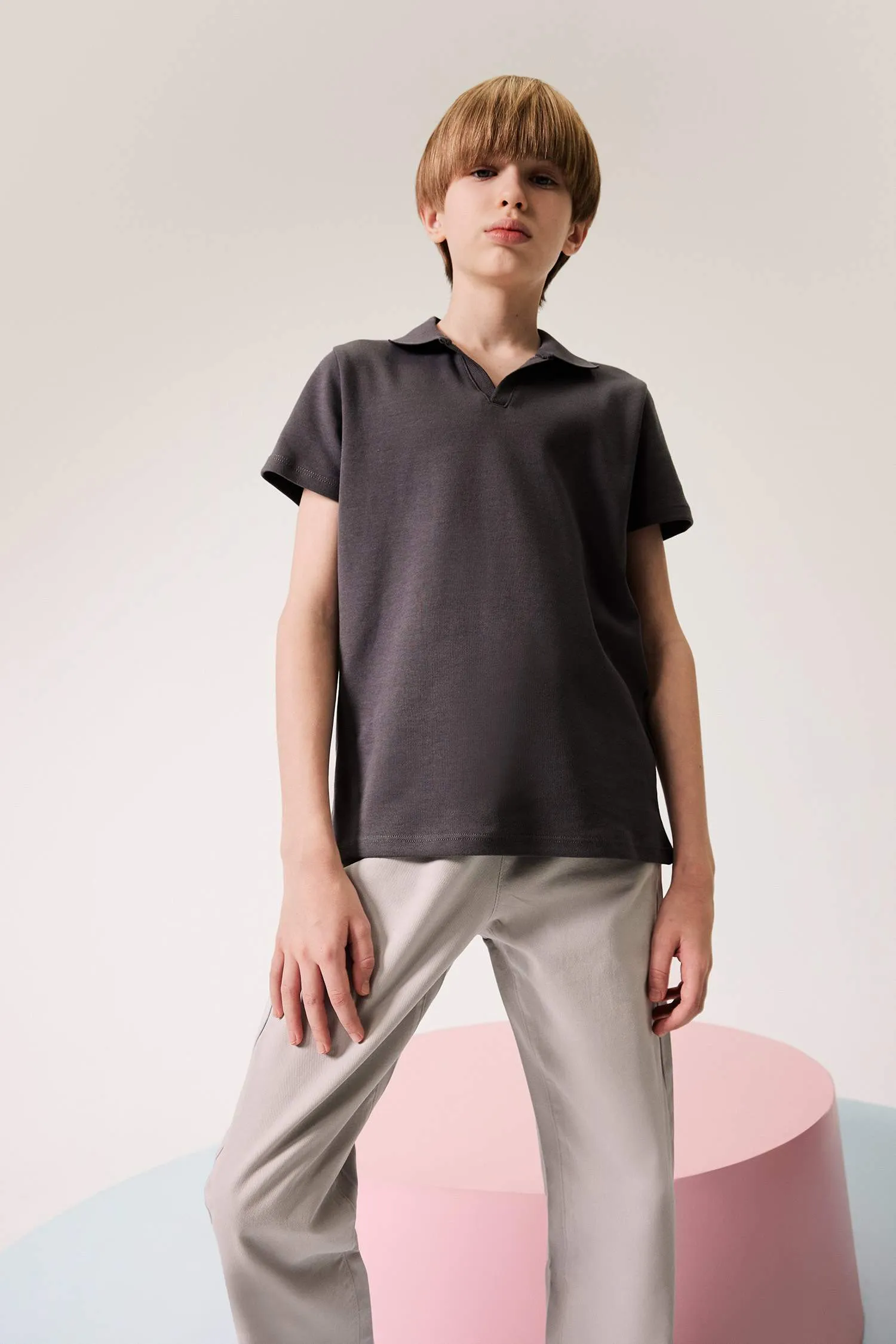 Boy Child Wide Neck Short Sleeve Polo T-Shirt