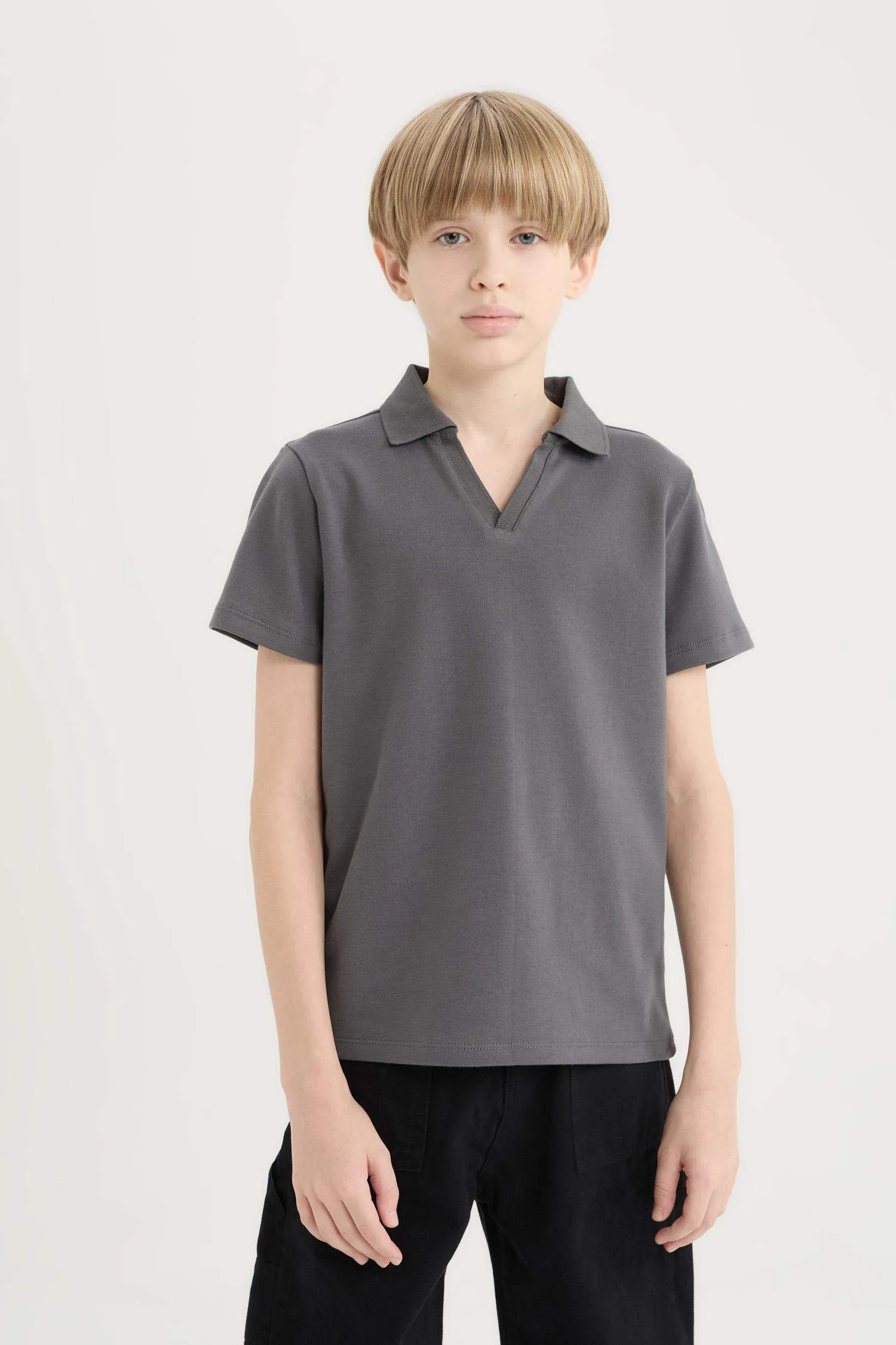 Boy Child Wide Neck Short Sleeve Polo T-Shirt