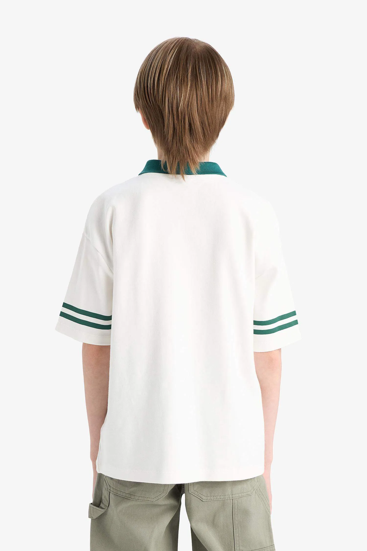 Boy Oversize Fit Polo Neck Printed Polo Shirt