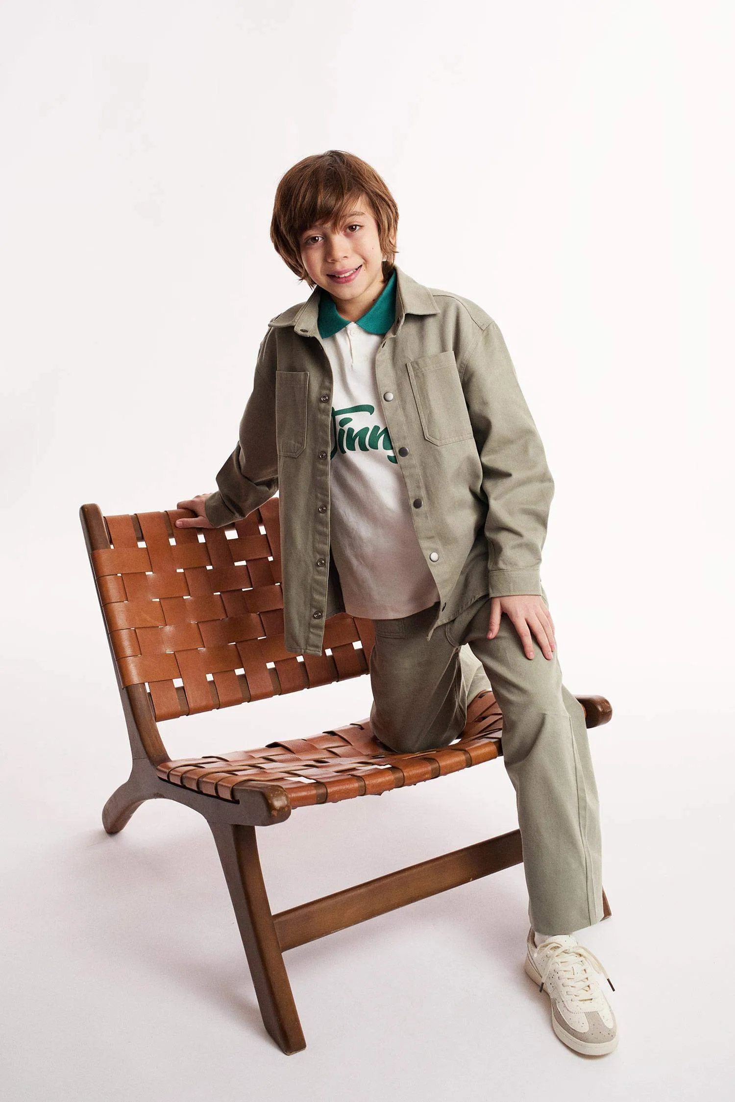 Boy Oversize Fit Polo Neck Printed Polo Shirt