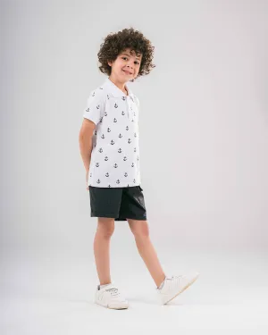 Boys Half-Sleeves Polo T-shirt Help Printed