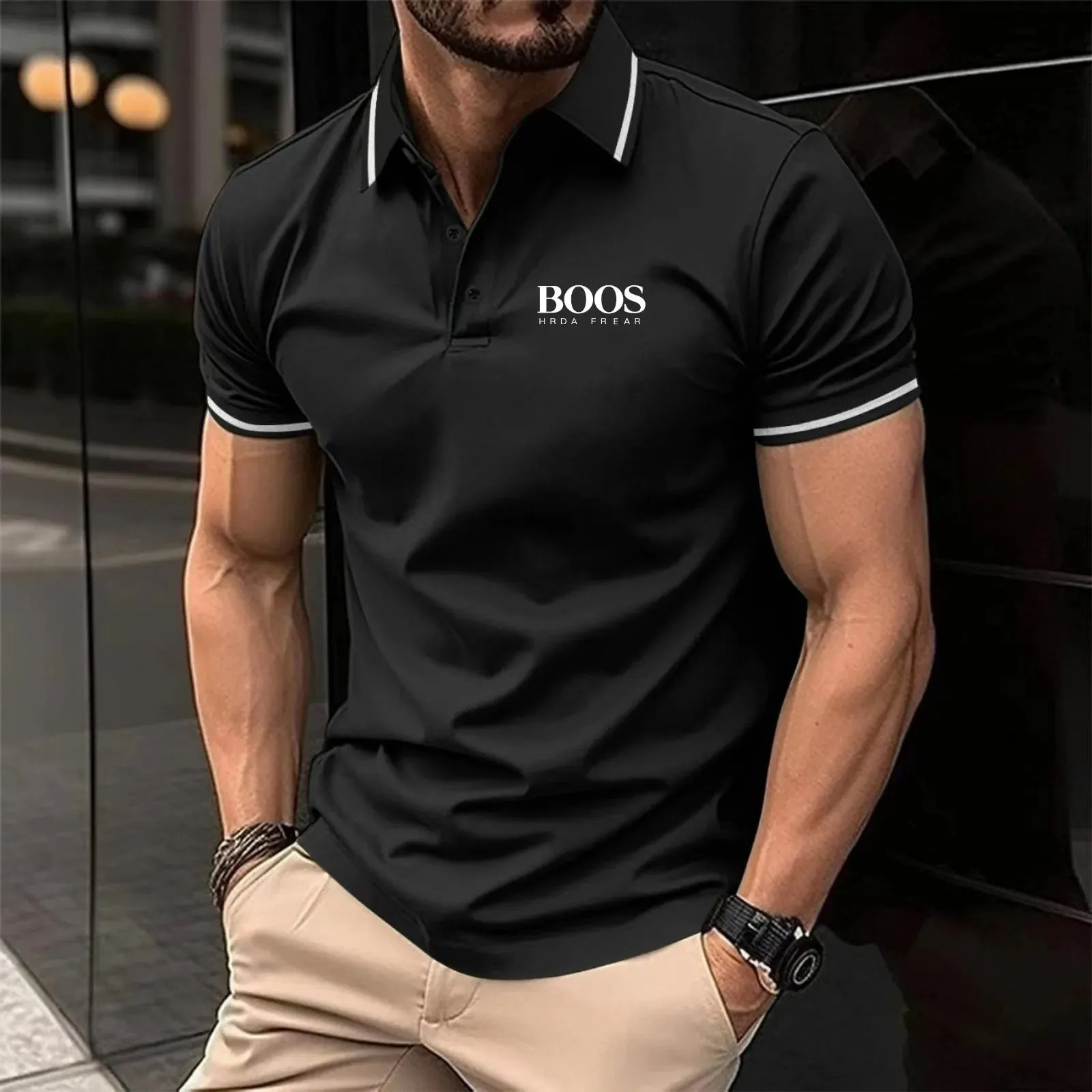 Breathable Office Fashion Short-Sleeved Polo Shirt