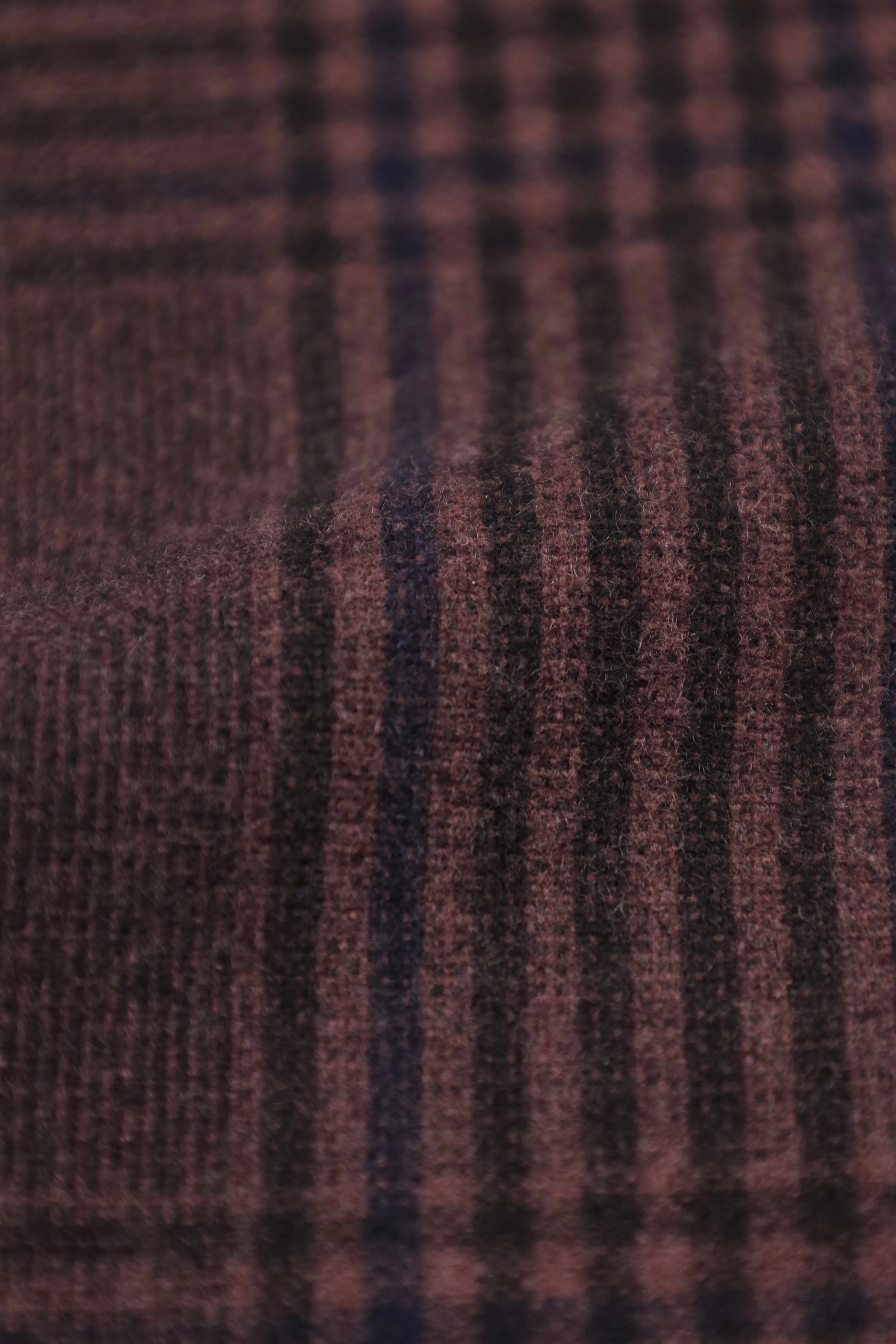 Brunello Cucinelli Castagne Brown Wool & Cashmere Glenplaid Jacket