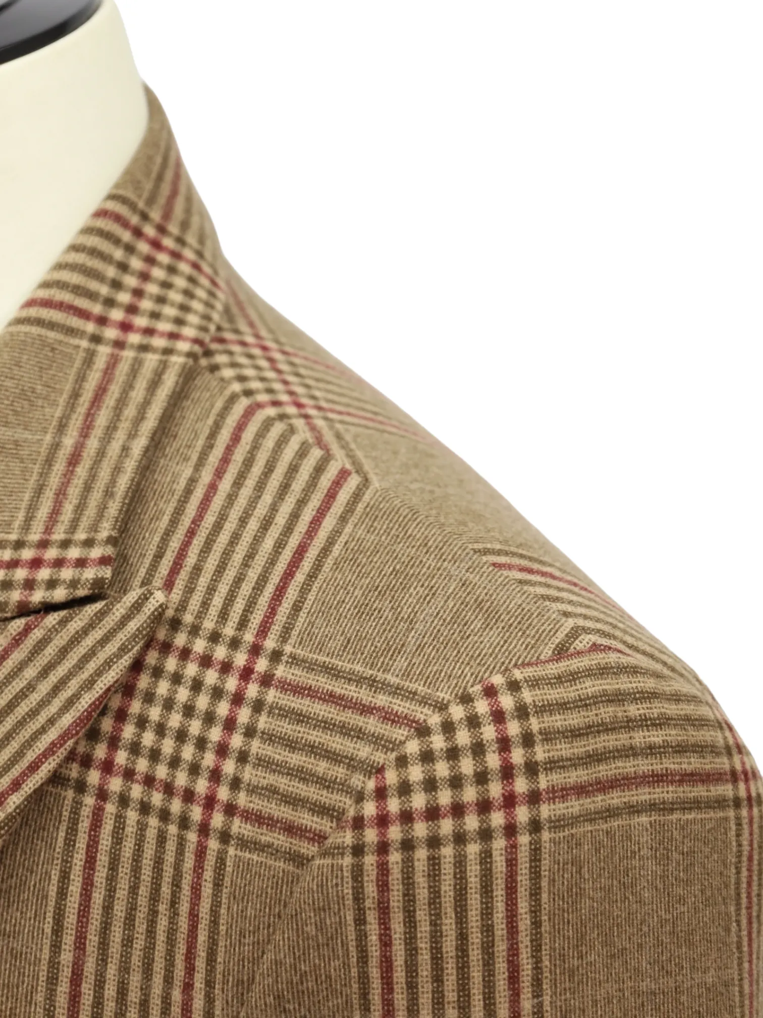 Brunello Cucinelli Light Brown Wool & Cashmere Glenplaid Jacket