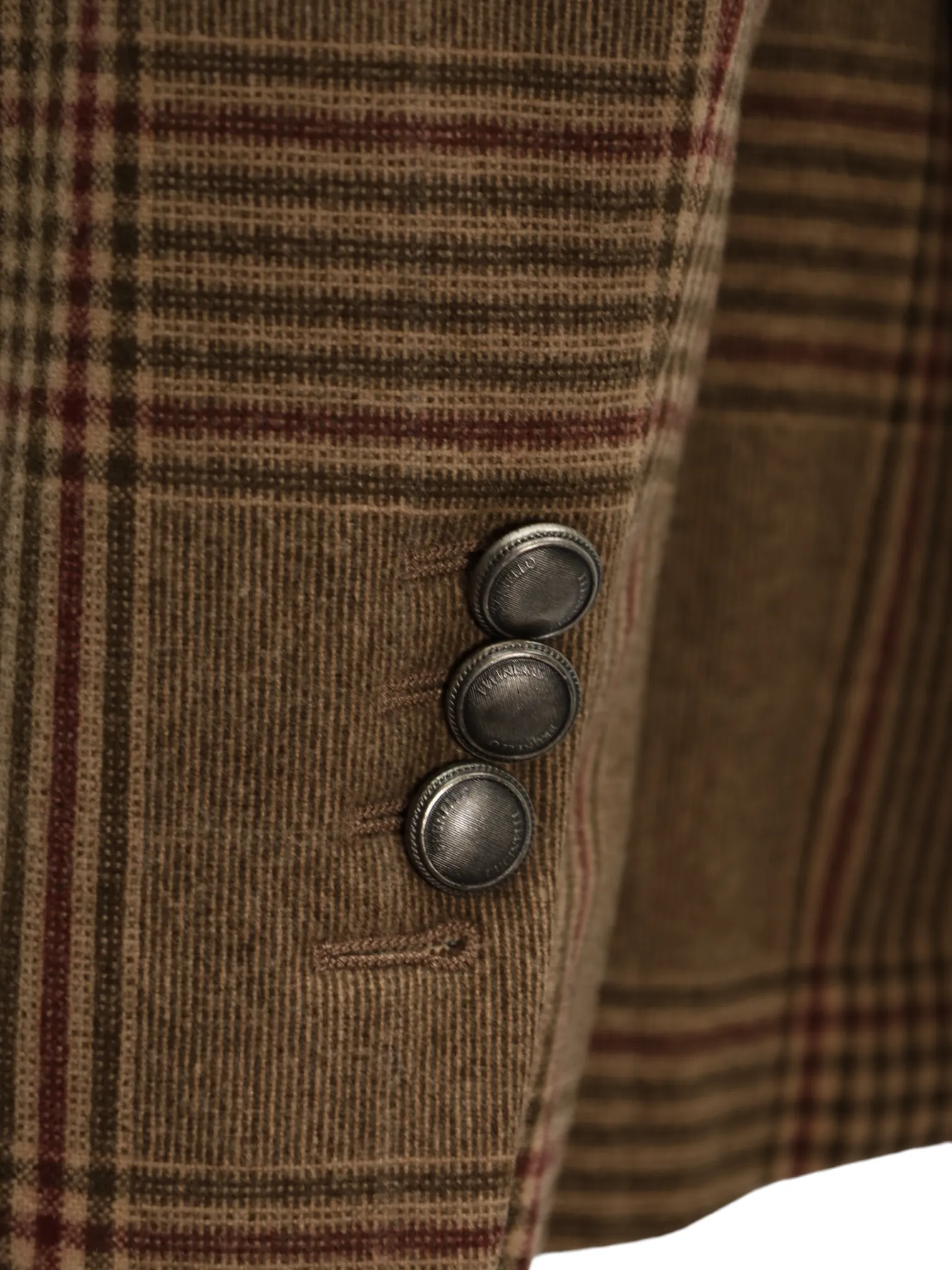 Brunello Cucinelli Light Brown Wool & Cashmere Glenplaid Jacket