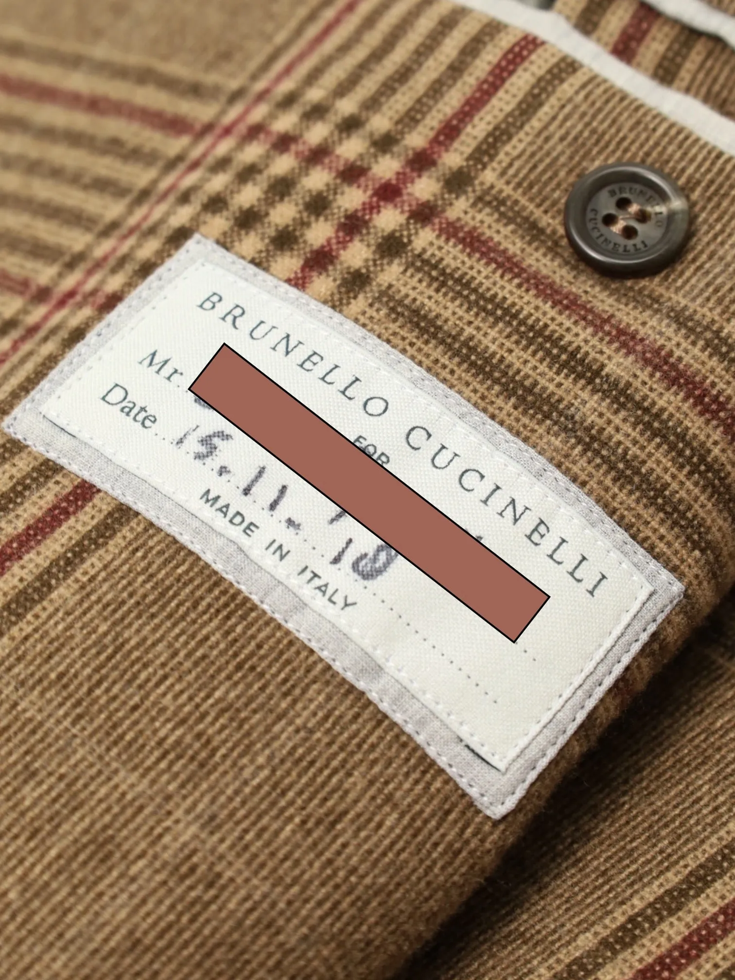 Brunello Cucinelli Light Brown Wool & Cashmere Glenplaid Jacket