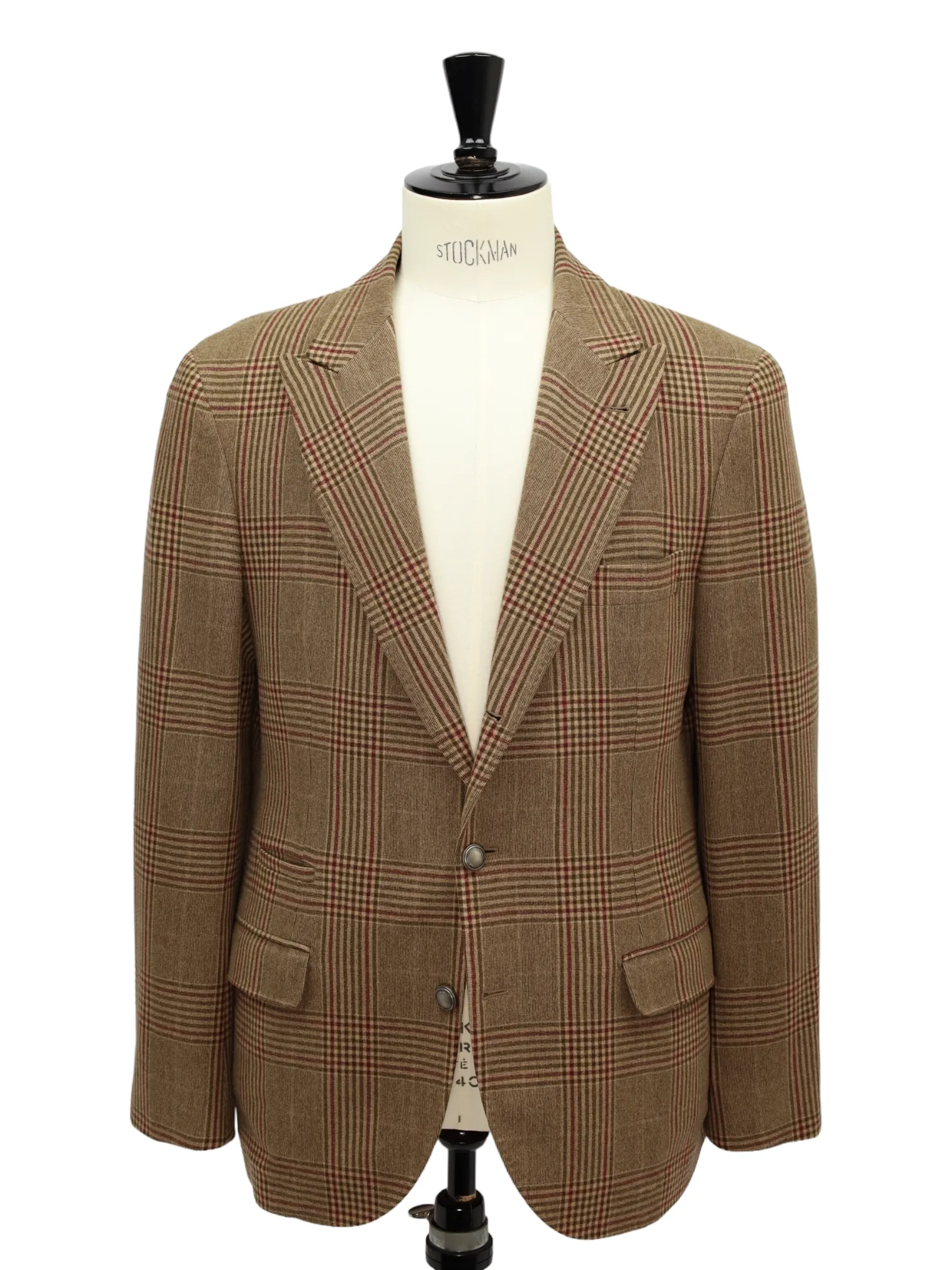 Brunello Cucinelli Light Brown Wool & Cashmere Glenplaid Jacket