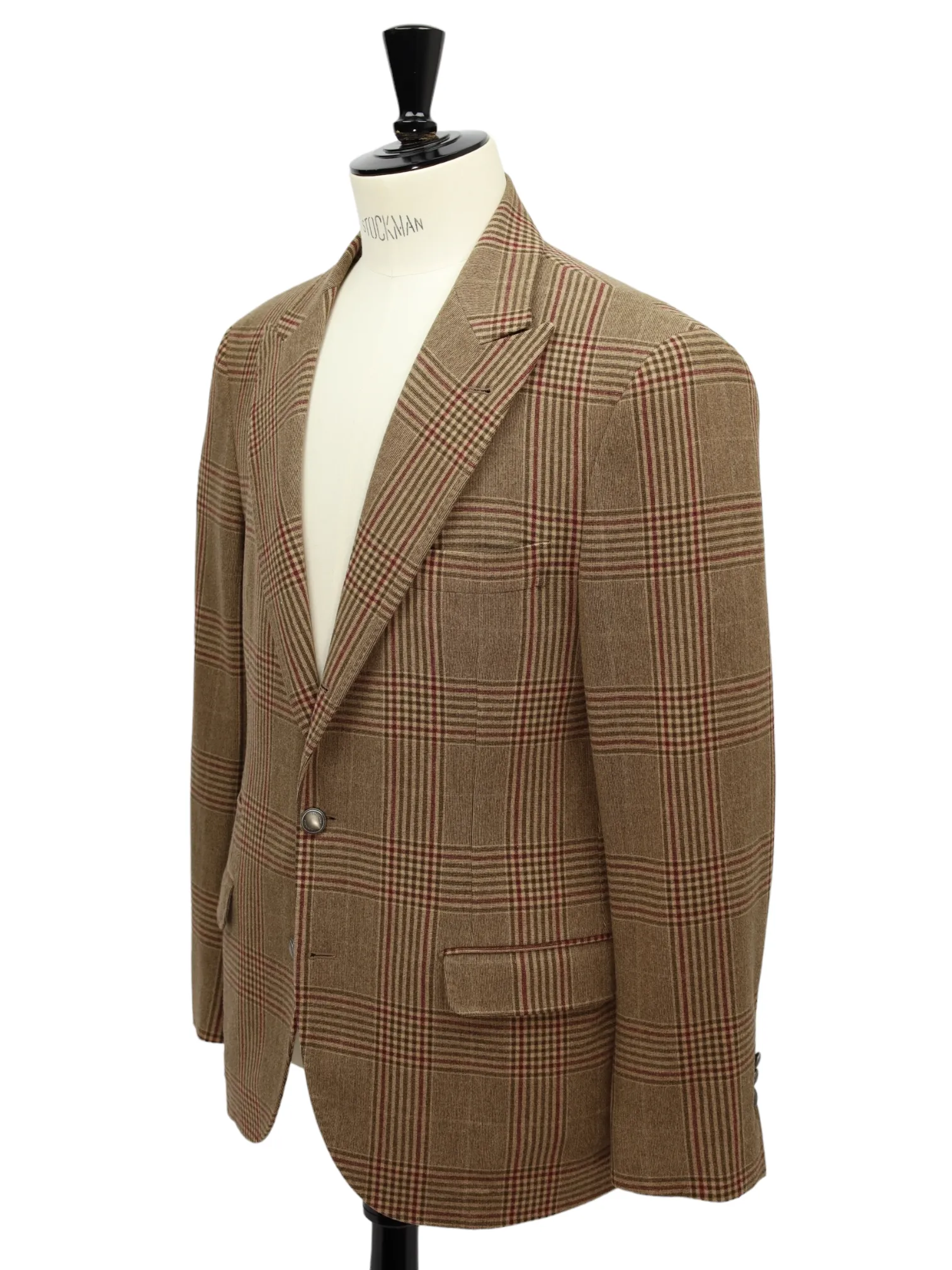Brunello Cucinelli Light Brown Wool & Cashmere Glenplaid Jacket