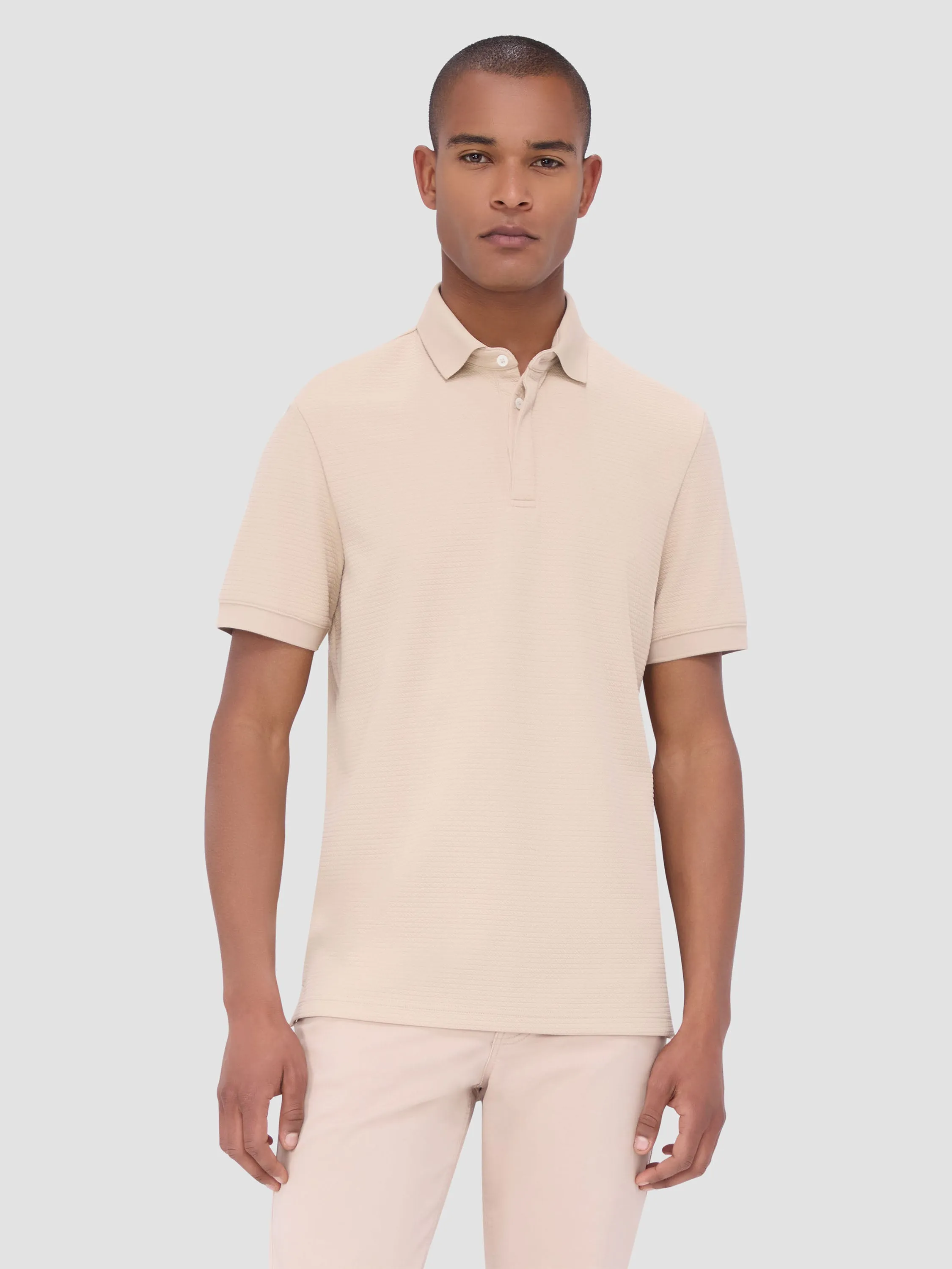 Bugatchi Waffled Performance Polo  - Desert