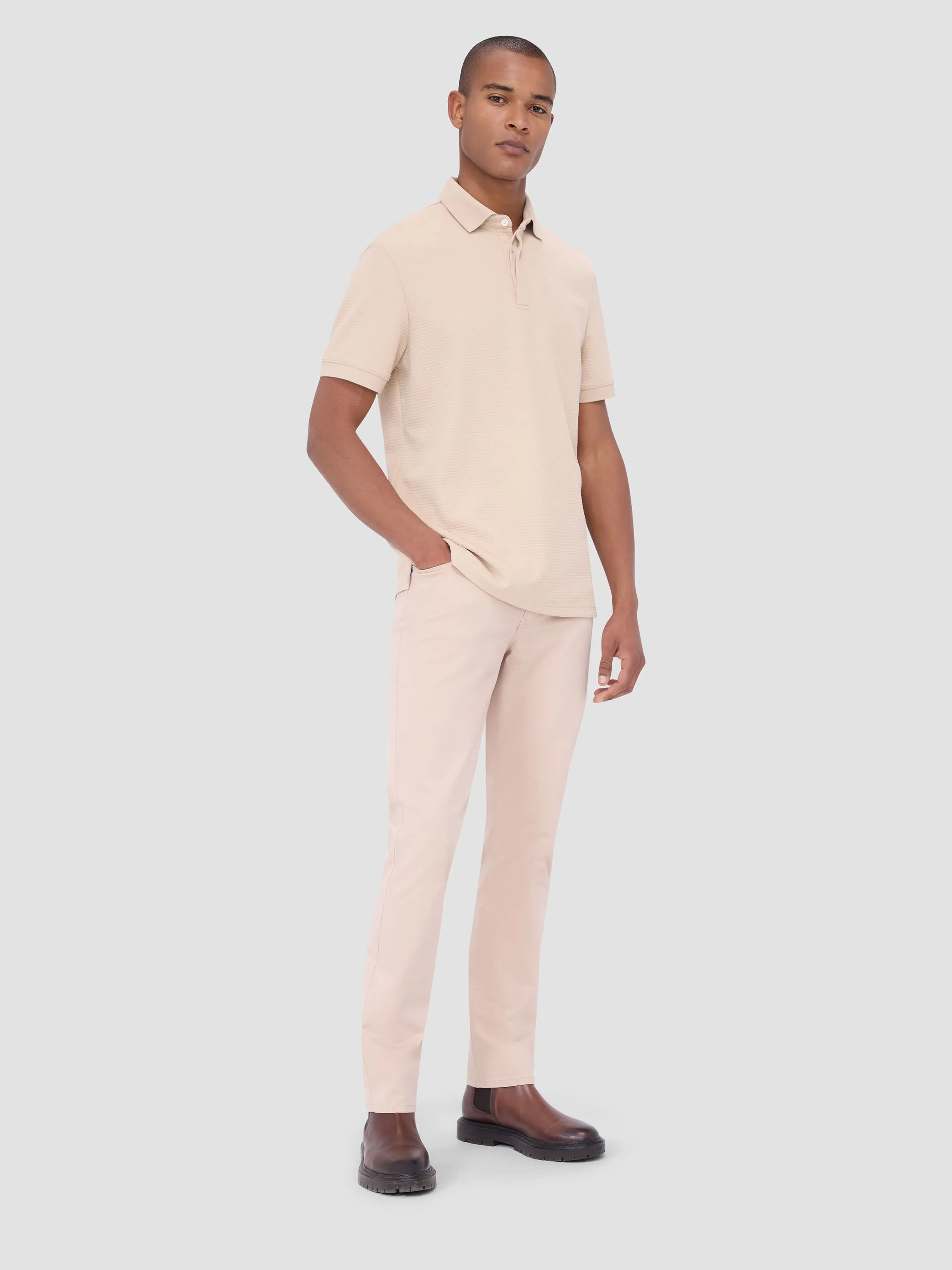 Bugatchi Waffled Performance Polo  - Desert