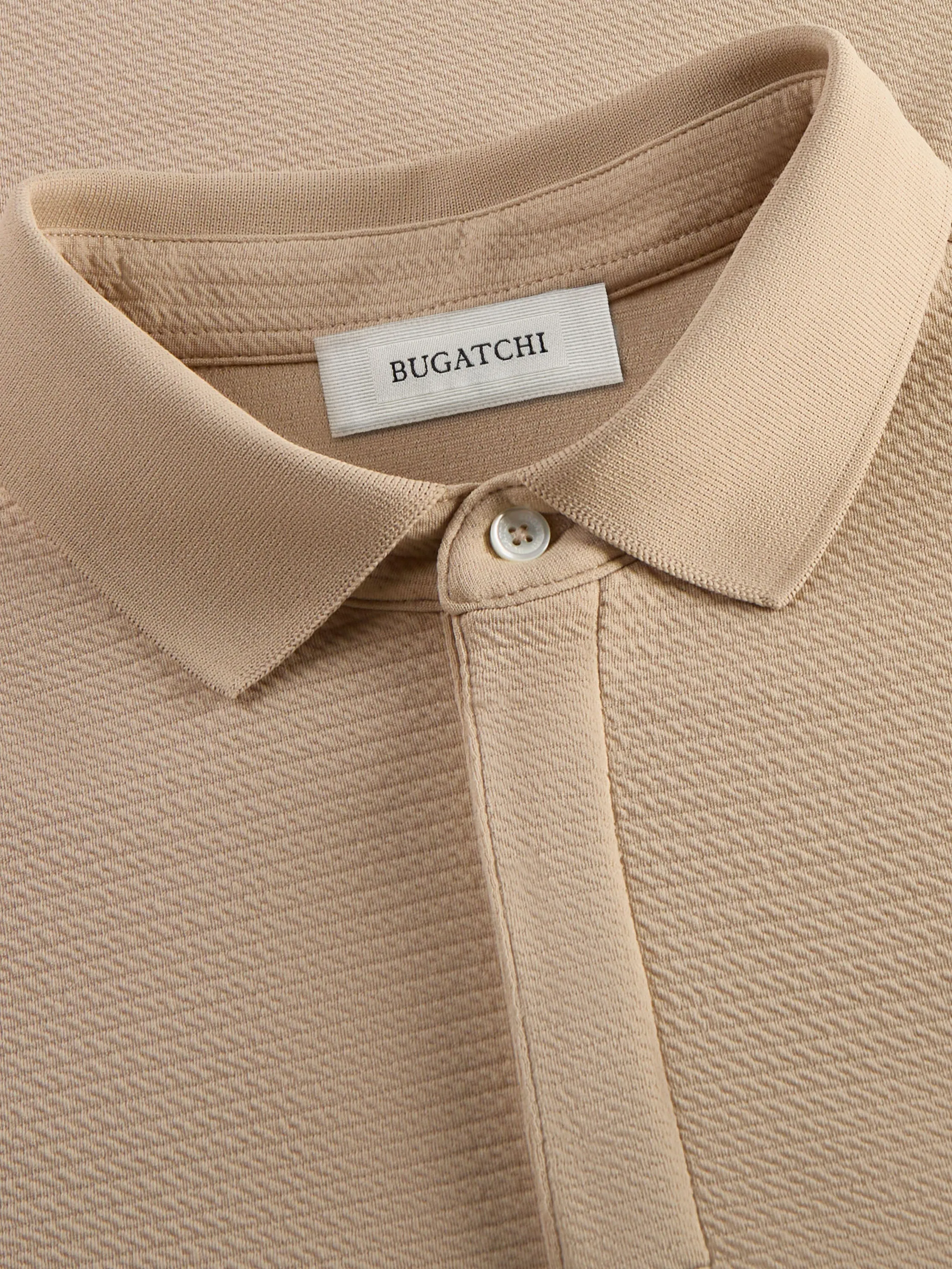 Bugatchi Waffled Performance Polo  - Desert