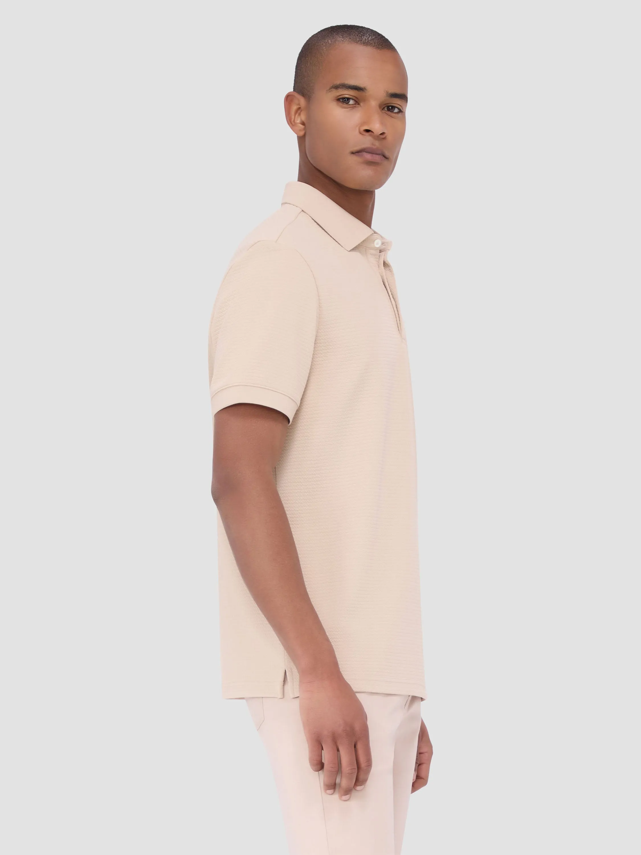 Bugatchi Waffled Performance Polo  - Desert