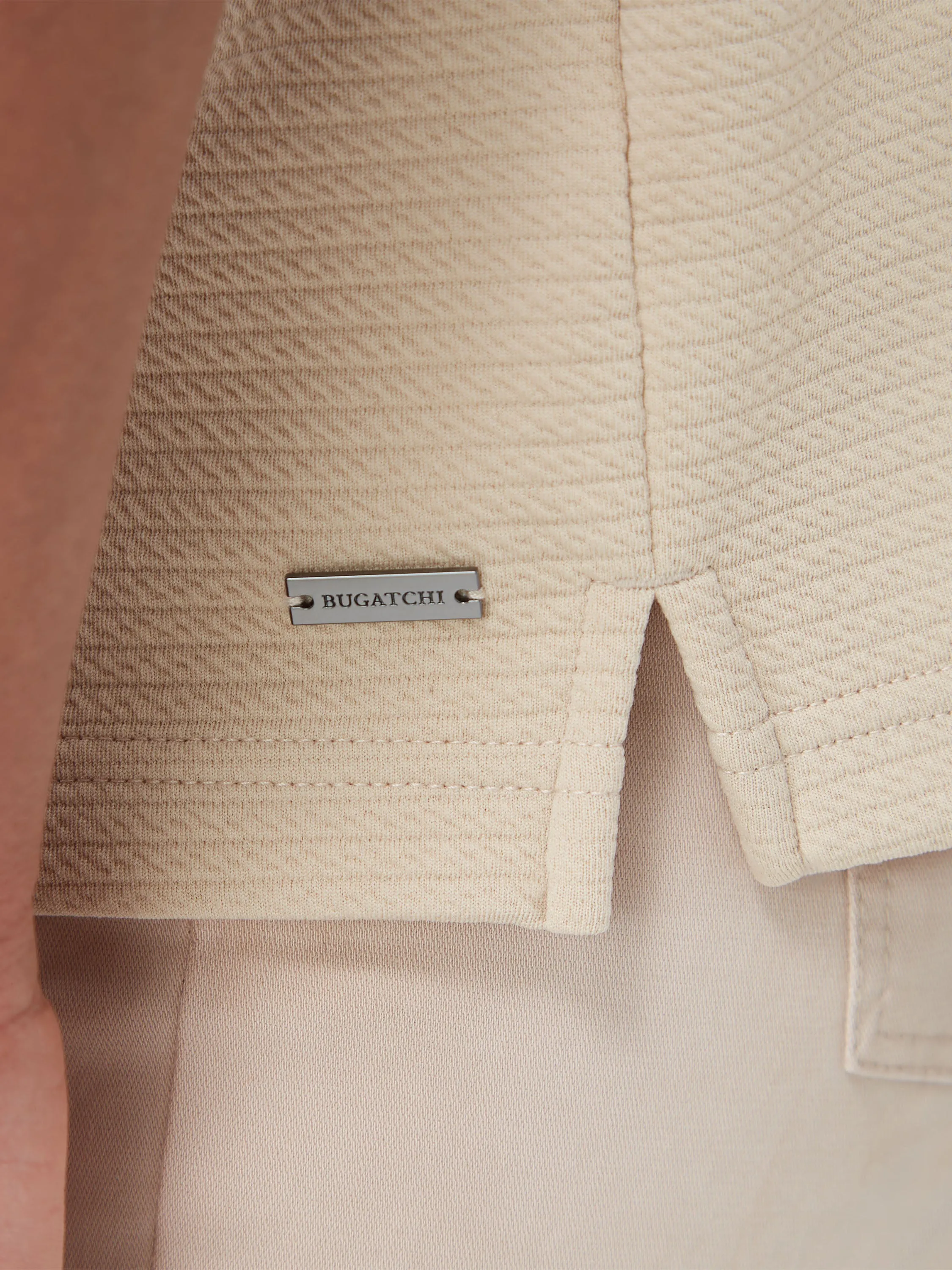 Bugatchi Waffled Performance Polo  - Desert