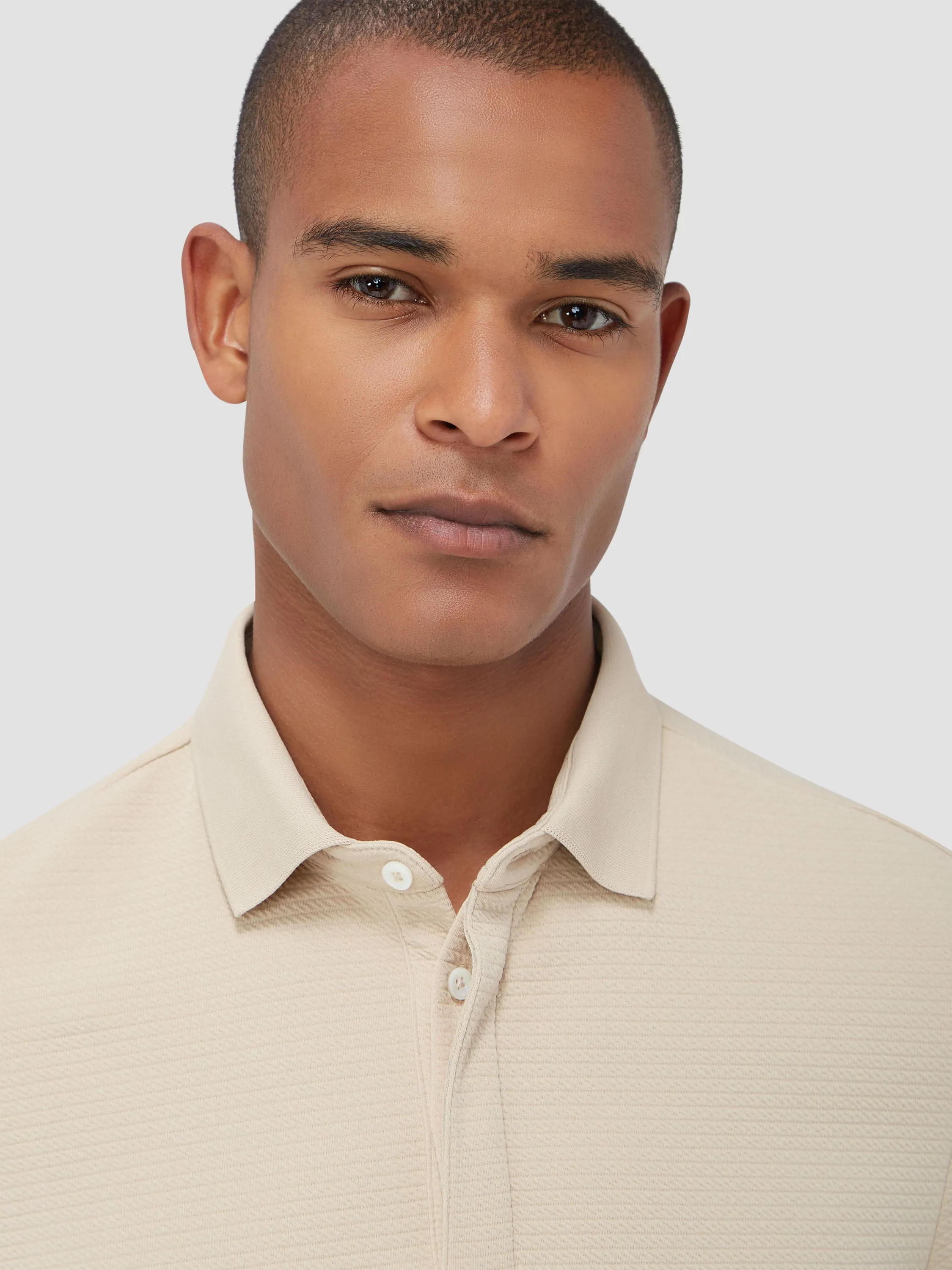 Bugatchi Waffled Performance Polo  - Desert