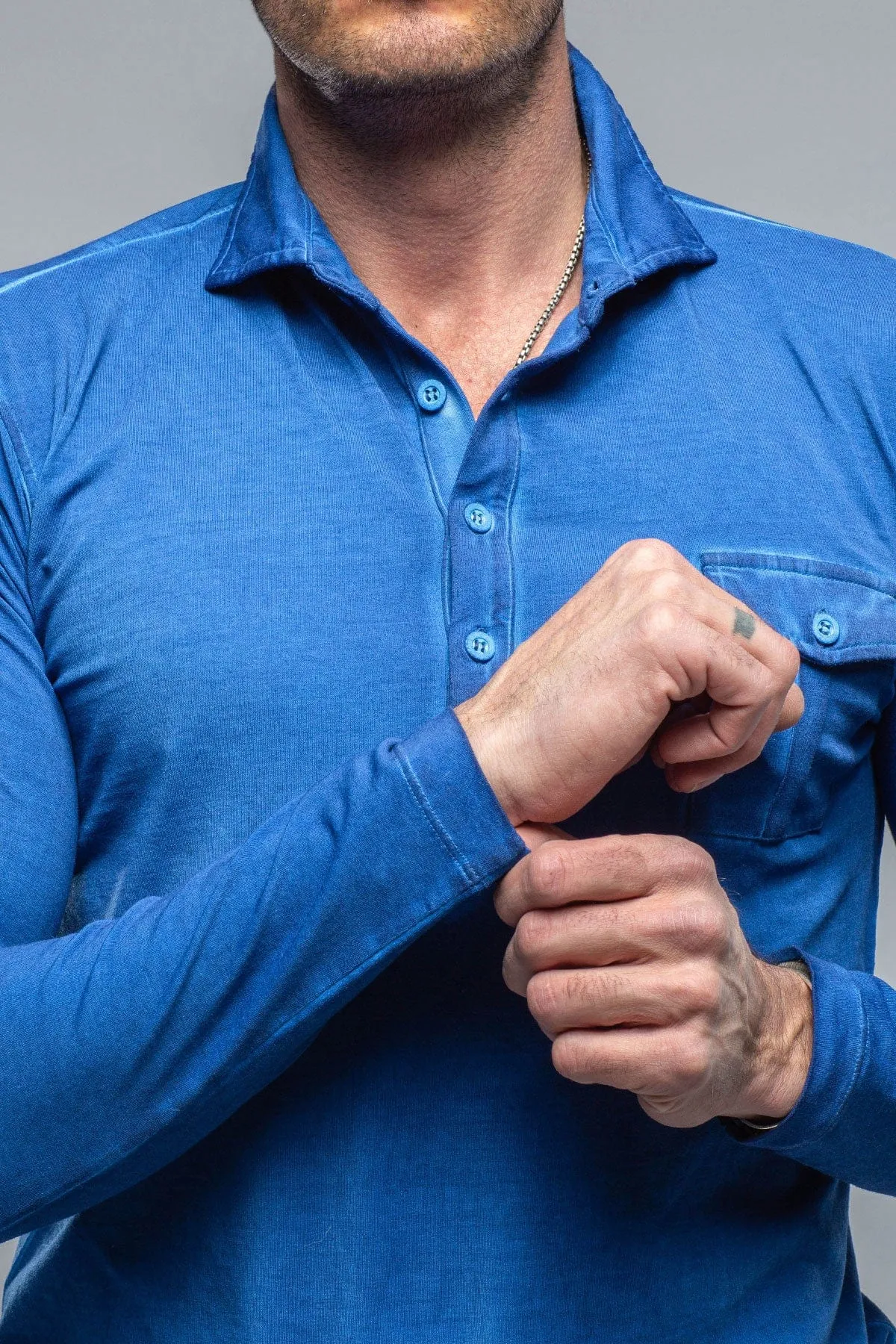 Cafe Paco LS Polo Shirt In Cobalt