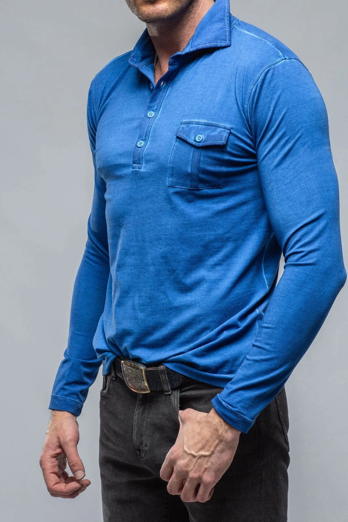 Cafe Paco LS Polo Shirt In Cobalt