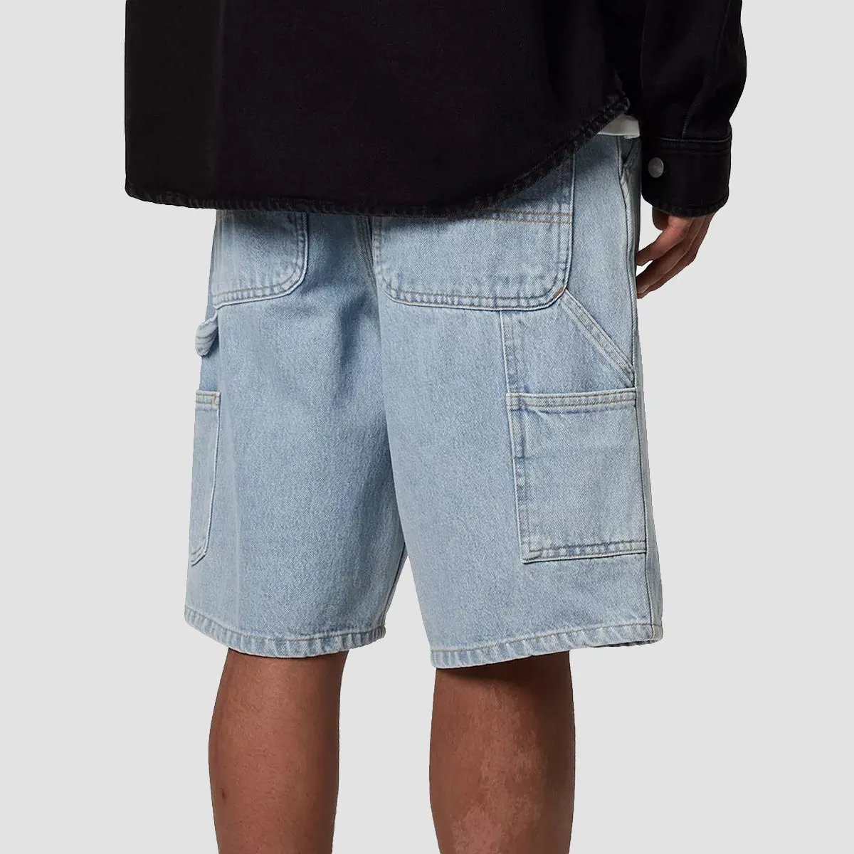 Carhartt WIP Single Knee Denim Shorts Blue Heavy Stone Bleached